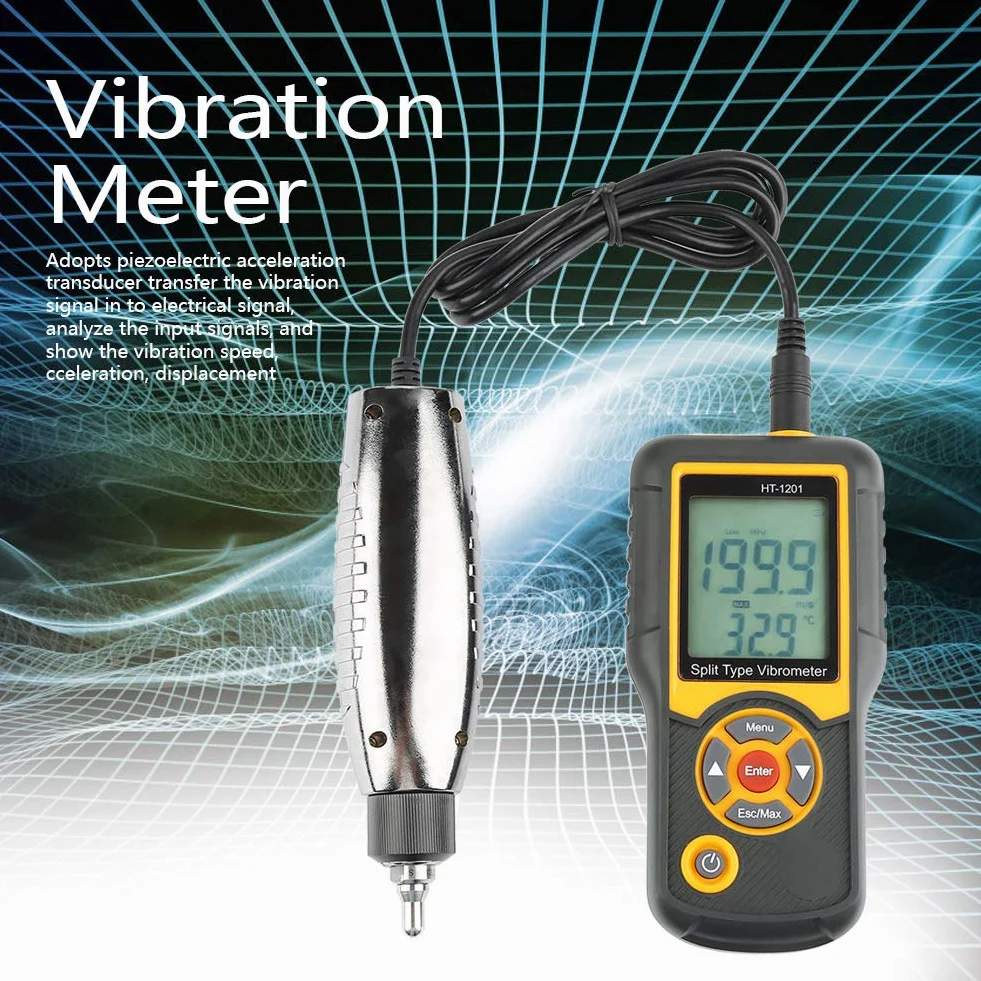 Misuratore di Vibrazioni Digitale di Tipo Diviso Tester del Sensore di Accelerazione Misurazione Ampia dell'ideale per Applicazioni Elettriche Meccaniche
