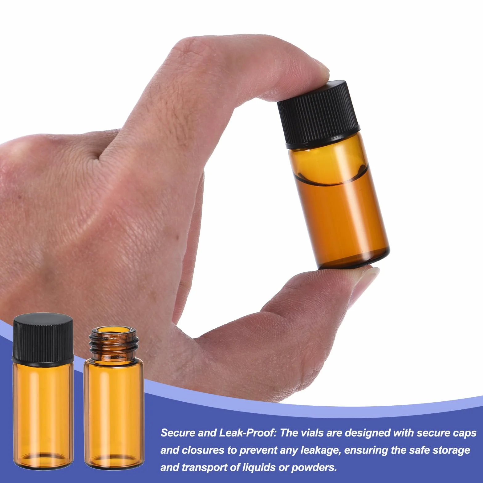 PATIKIL Fiale Vetro Ambrato 5 Ml Pz25 con Tappo a Vite e Area per Scrivere Bottiglia per Reagenti a Tenuta Stagna con Etichette per Laboratorio