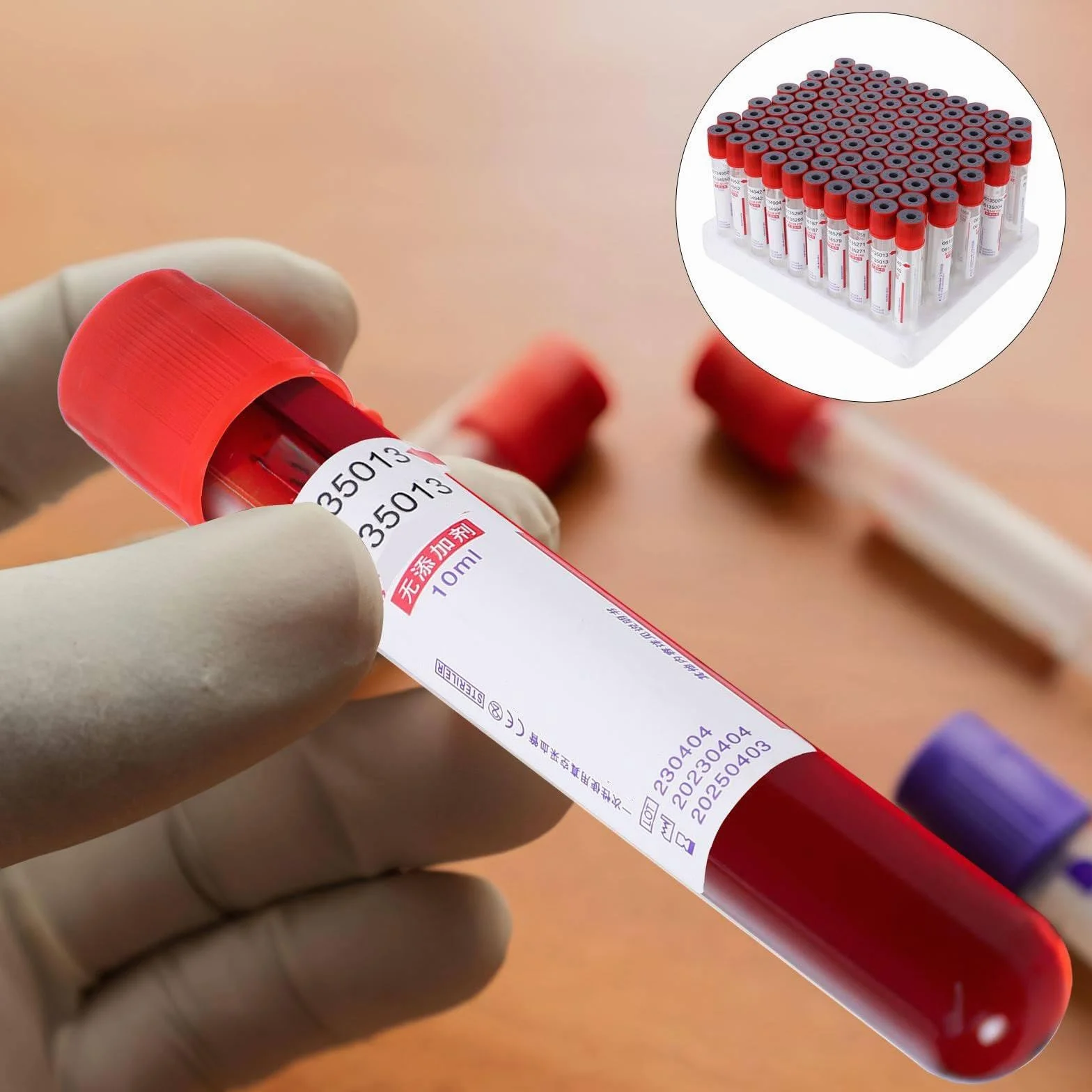 100 Provette per Prelievo Di Sangue Sottovuoto(3Ml/5Ml/10Ml),Provette per Prelievo Sangue in Plastica Pet Con Tappo a Vite,Provette Monouso per Prelievo Di Sangue Da Laboratorio,10ML