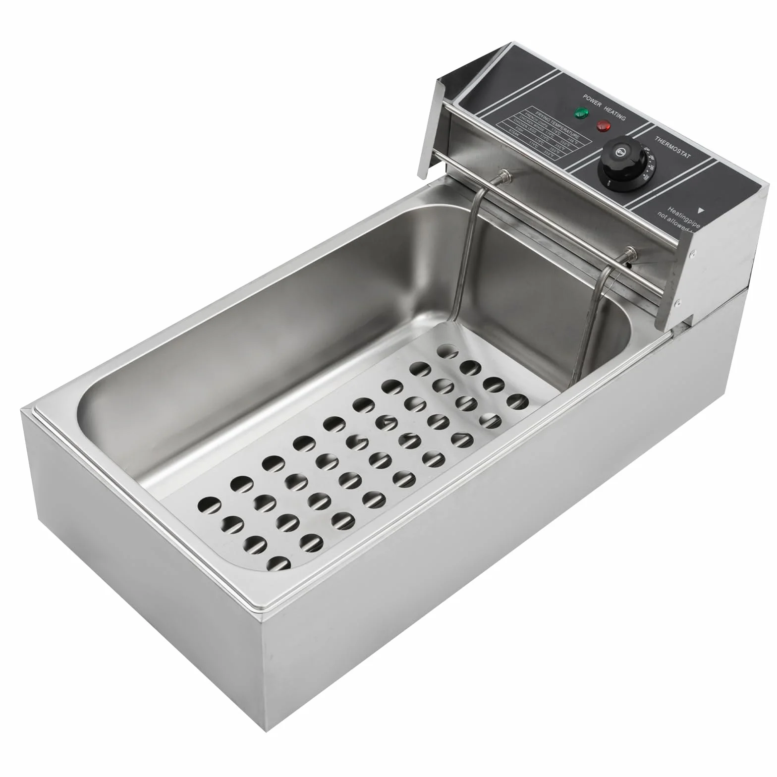 Fornello elettrico da 2000 W, con 6 cestini, temperatura regolabile, in acciaio inox, per ristoranti, spaghetti, mense, ecc