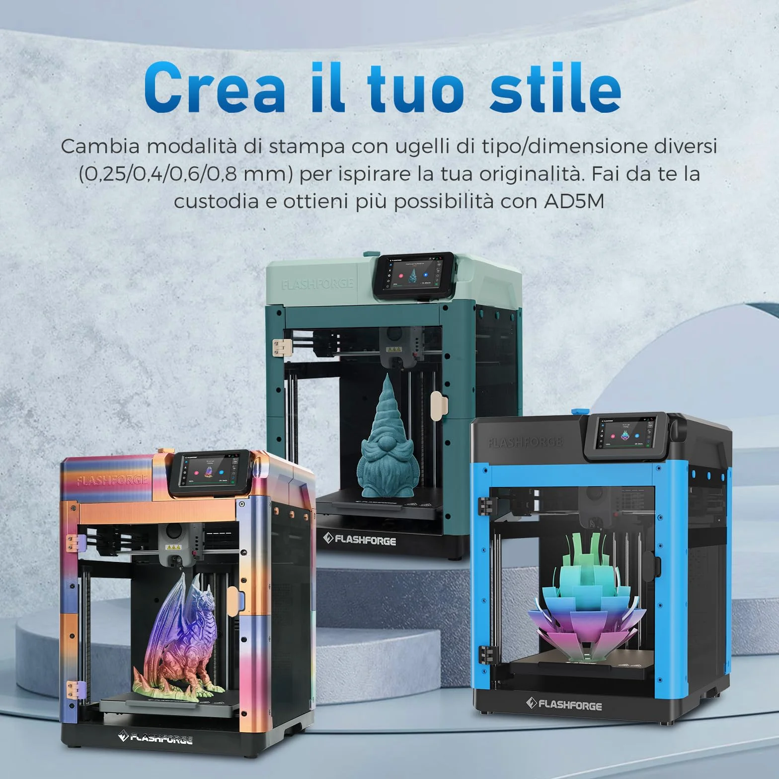 Flashforge Adventurer 5M Stampante 3D - 600 mm/s Ultra Veloce con Autolevelling & Ugello Intelligente - Piastra PEI e Volume 220x220x220mm - Ideale per Principianti e Professionisti