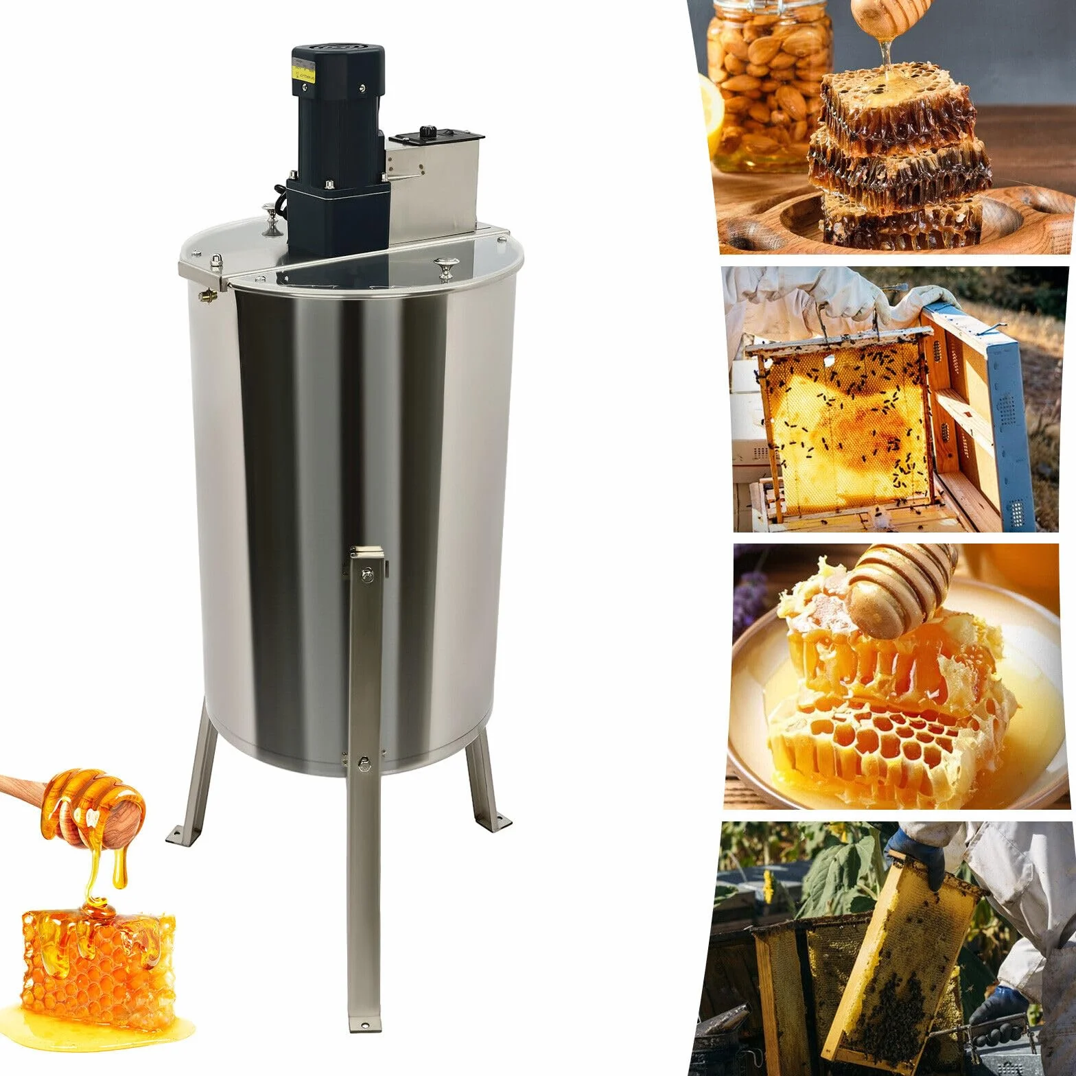centrifuga elettrica da 140 W, in acciaio inox, estrattore di miele professionale, per apicoltori e apicoltori apicoltori apicoltori 370 Rpm