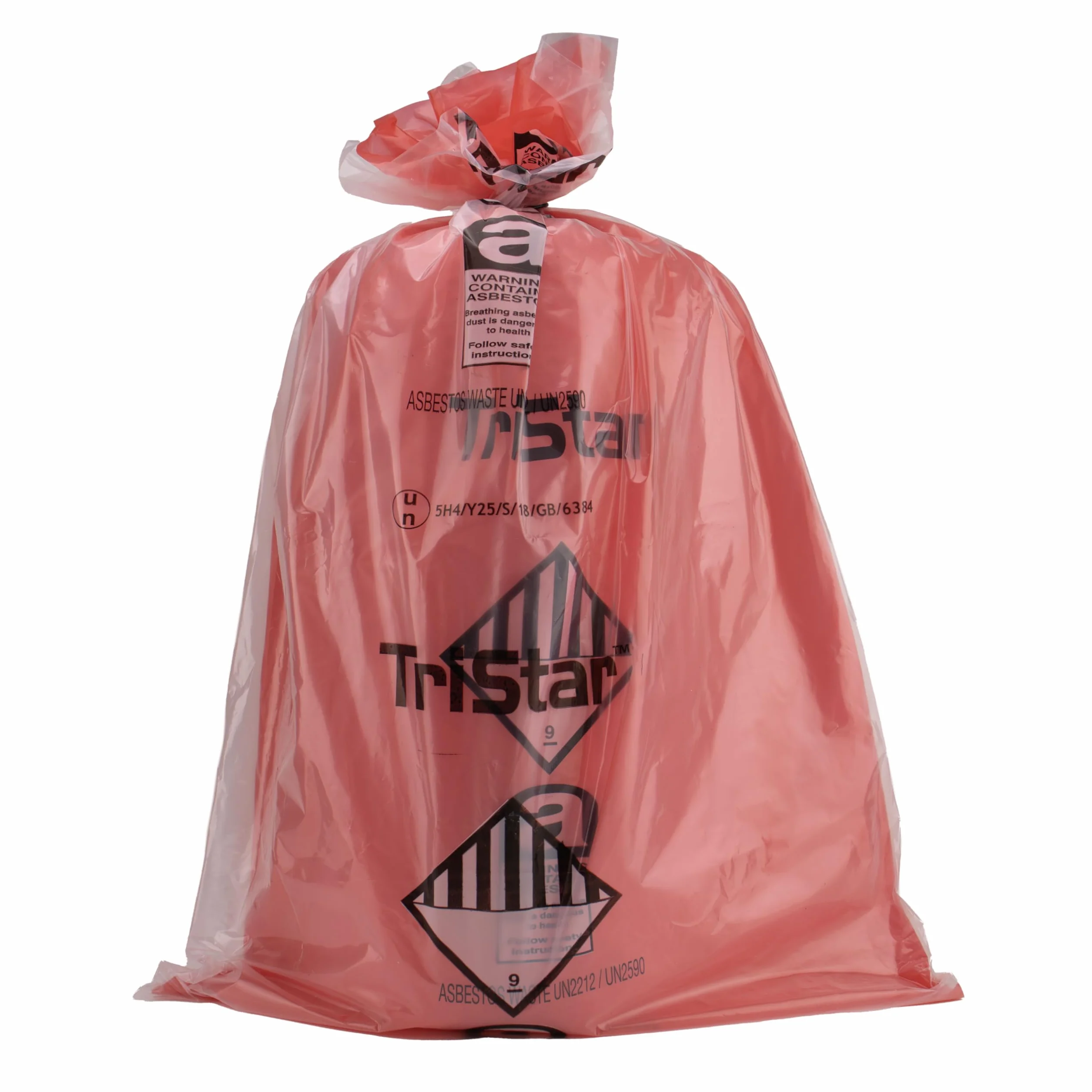Sacchi per rifiuti di amianto resistenti (20 pezzi), grandi 900 x 1200 mm, rossi e trasparenti, certificati ONU, capacità 30 kg, per uno smaltimento sicuro dell'amianto