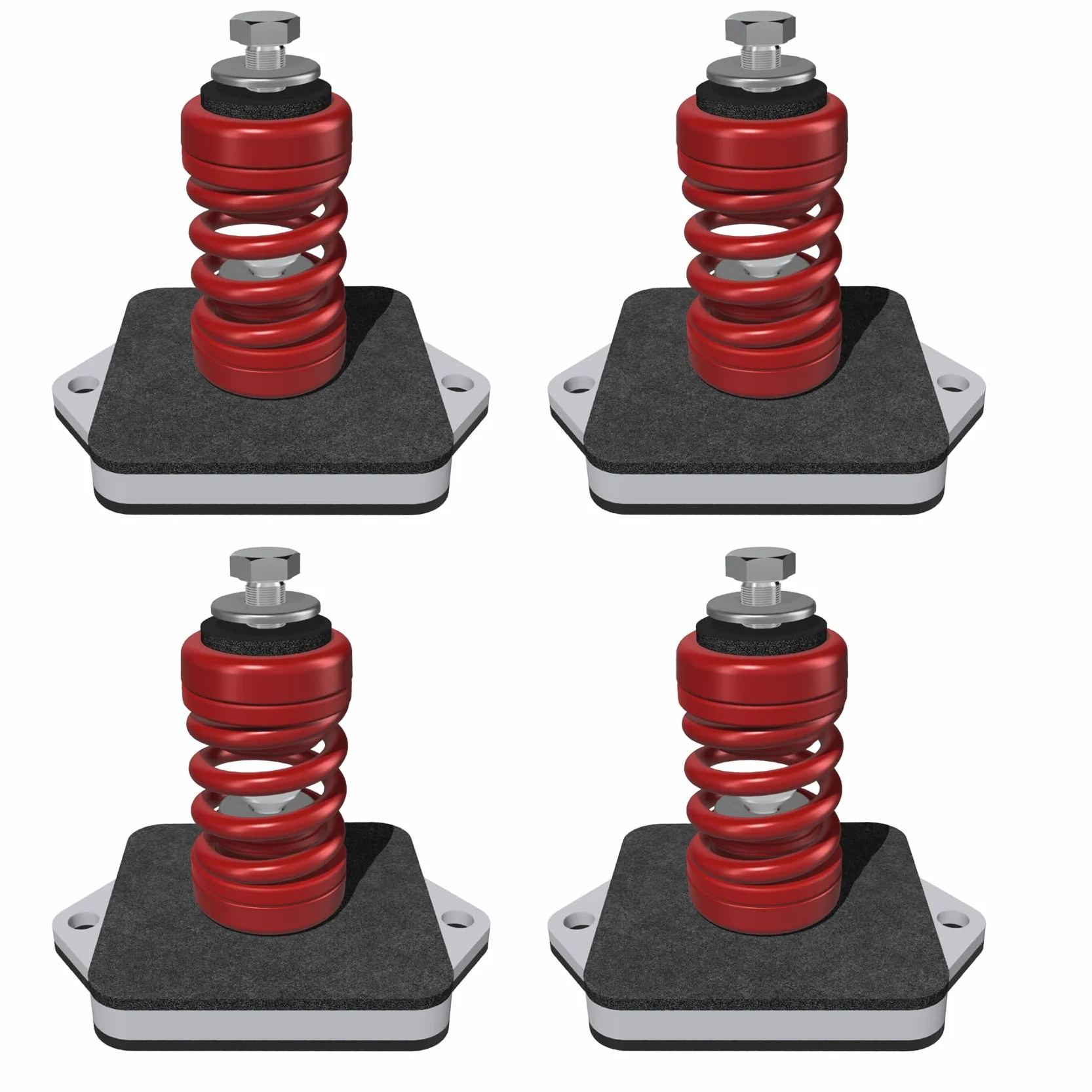 Senor Antivibranti con Molla per Unità Esterne di Impianti di Climatizzazione, Supporti Anti-Vibrazione per Motore Condizionatore, Megol, Set da 4, Rosso, Portata Max 480 Kg