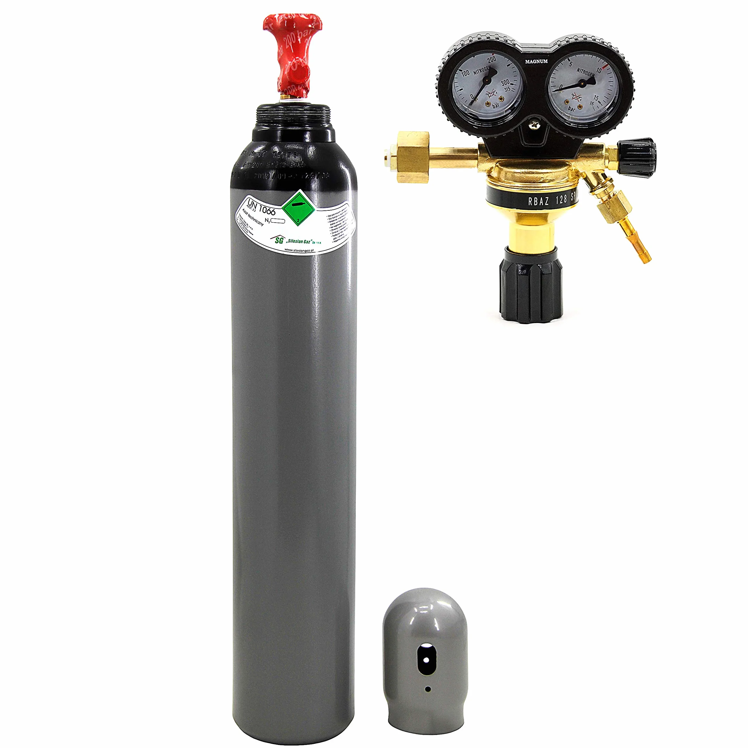 STICKSTOFF - Bombola del gas da 8 litri, 1,6 m3, per condizionatori d'aria, con azoto+ riduttore Magnum™