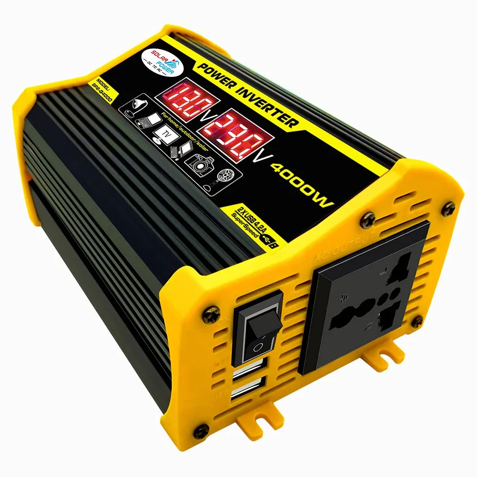 4000 W Car Power Inverter DC 12 V AC 110 V 220 V Convertitore Solare Nero
