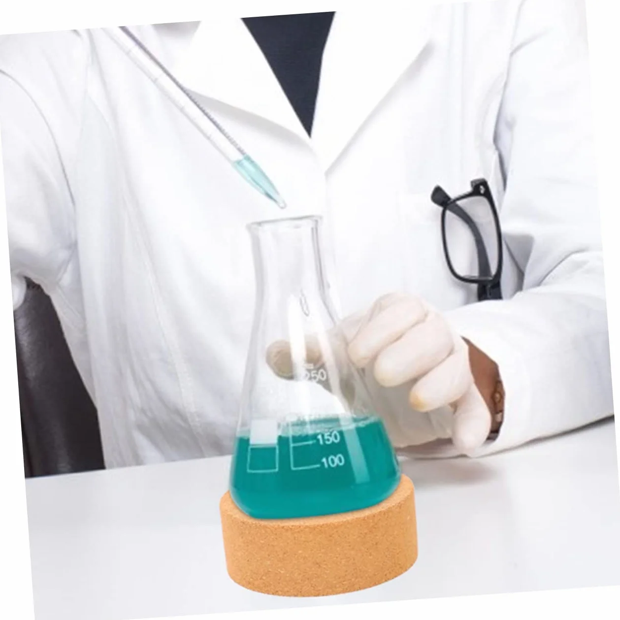Ciieeo porta fiaschetta in sughero tappetino in sughero per fiasco supporto per fiaschetta di sughero In piedi laboratorio supporto con morsetti supporti per fiaschi