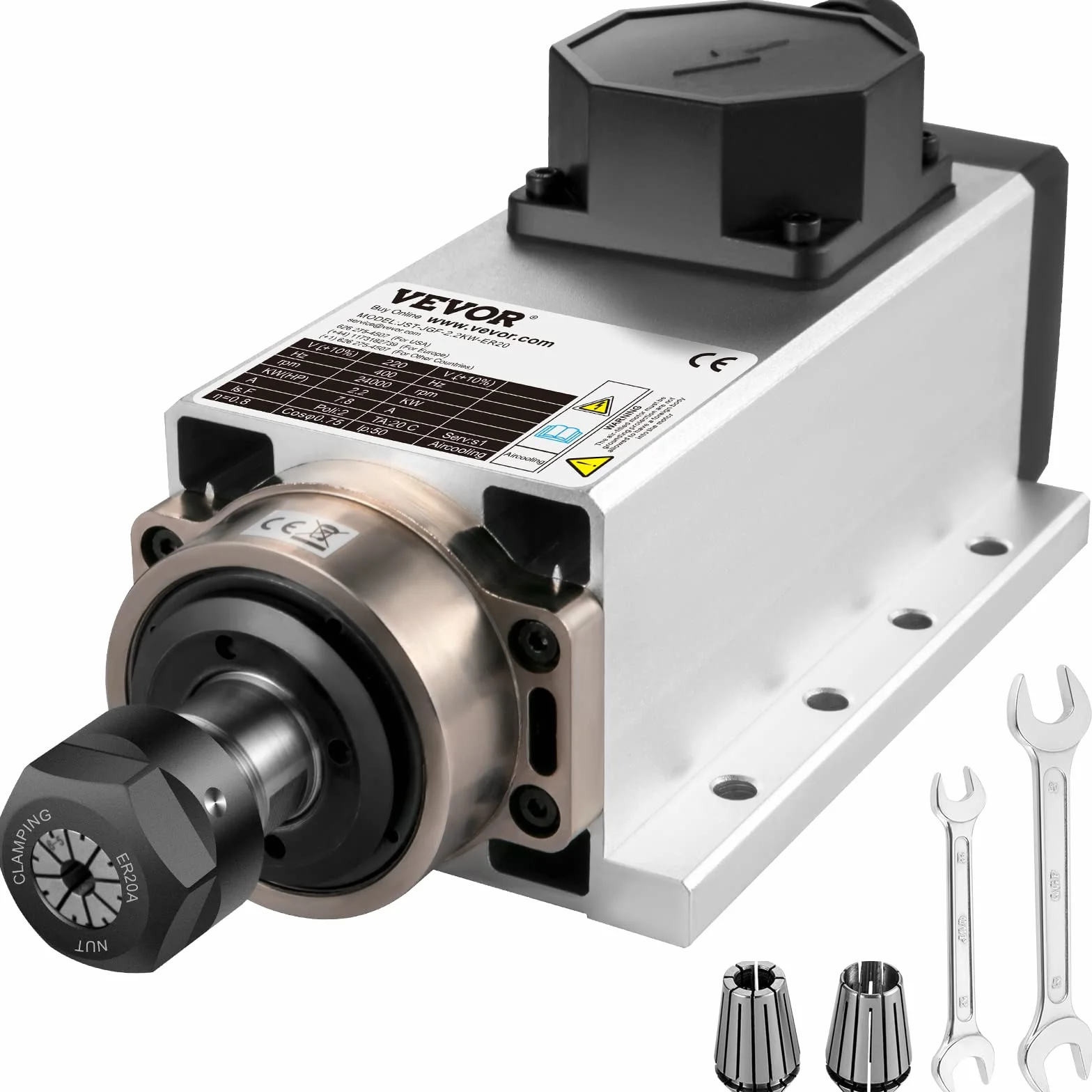 VEVOR Motore Mandrino Raffreddato ad Aria 2.2KW ER20 CNC con Kit VFD Inverter
