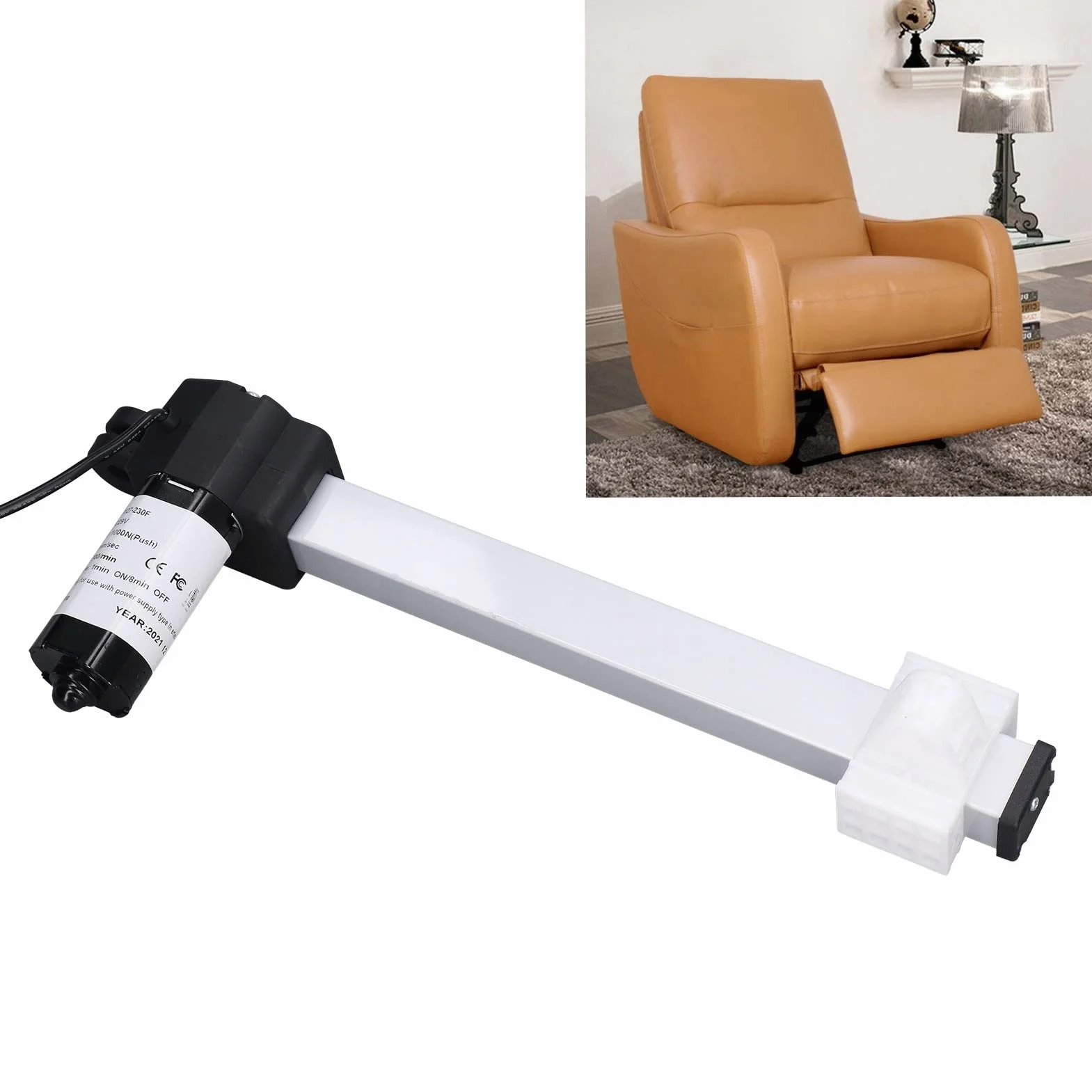 Buachois Attuatore Lineare,DC 29V 230mm Corsa Attuatore Lineare con Clip di Fissaggio 1000N Carico Massimo Motore Telescopico Lineare Elettrico per Divano Letto Elettrico Reclinabile