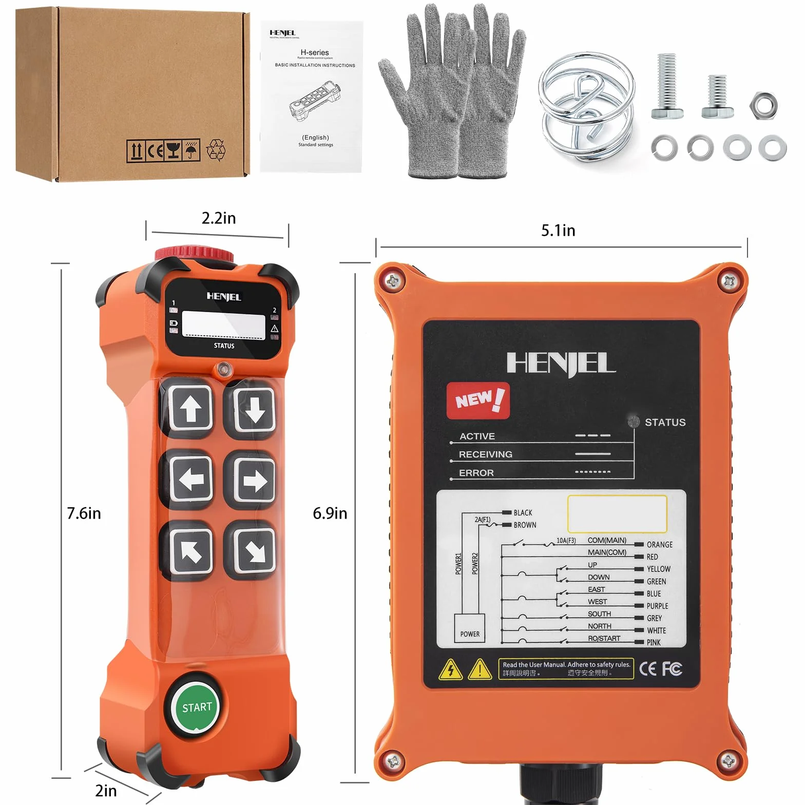 6 Canale Pulsante Telecomando per Gru senza fili Industriale Gru a ponte cavalletto Trasmettitore e ricevitore radio 12V 24V 48V