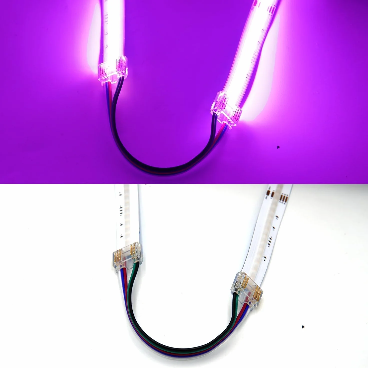 44pcs 5pin COB LED Strip Light Connector Kit 5-pin 12mm/0.47in connettore senza saldatura Gapless, connettore LED 4pcs + cavo per RGB COB LED Strip Lights