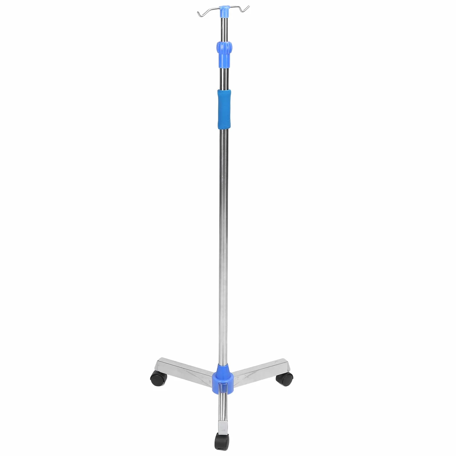 Jiawu 2 Ganci, 3 Rotelle, Asta Portaflebo Portatile Rotante, Supporto per Infusione in Acciaio Inossidabile Regolabile in Altezza Porta Sacca Portaflebo per Ospedale, Domiciliare