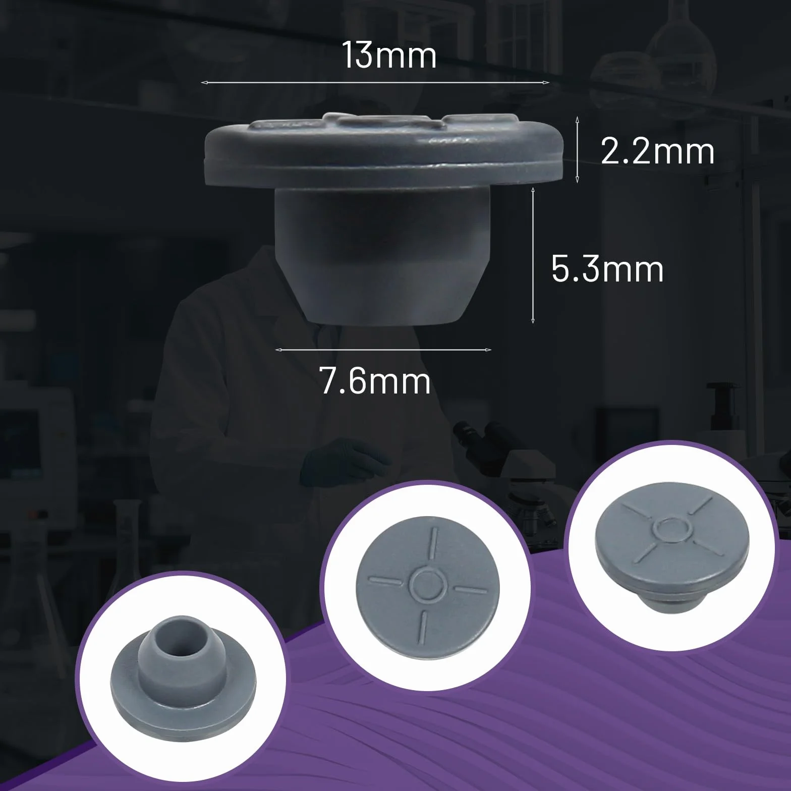 Tappi in gomma per fiale da 13 mm 100 pezzi autoguarigione sterilizzabili a vapore