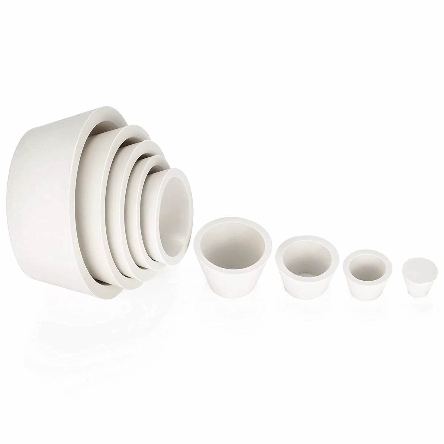 9-Pack Coni Adattatori per Filtro, Collare Affusolato Durevole, Set Adattatori Coni per Tappo in Gomma Imbuto Buchner, Bianco