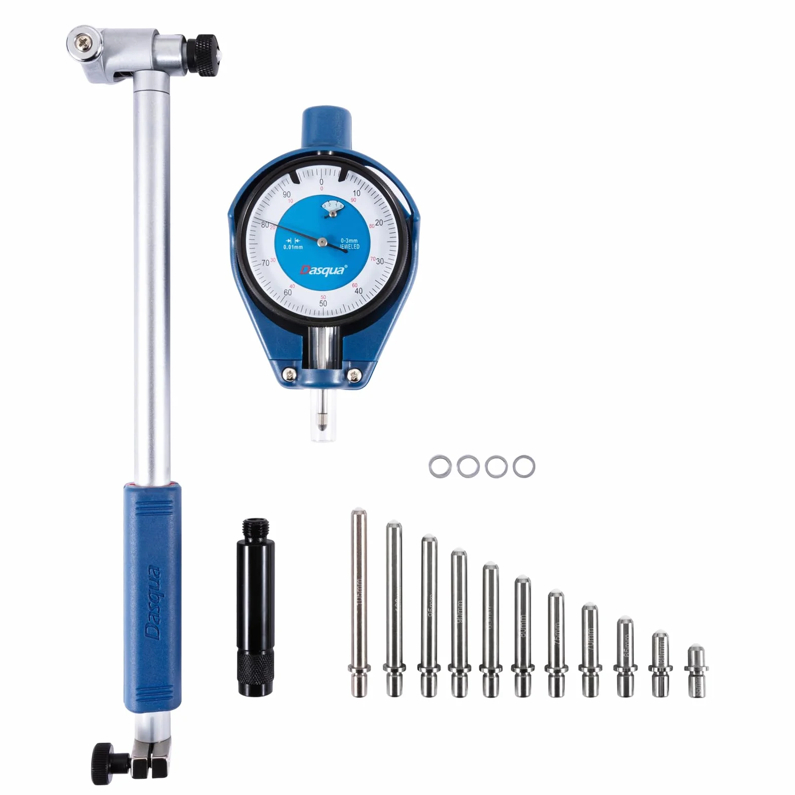 Dasqua Alesametro con Comparatore Centesimale - Scala di Misura da 50 a 160 mm - Graduazione di 0.01 mm - Punta di Carburo di Tungsteno - Robusto e Duraturo