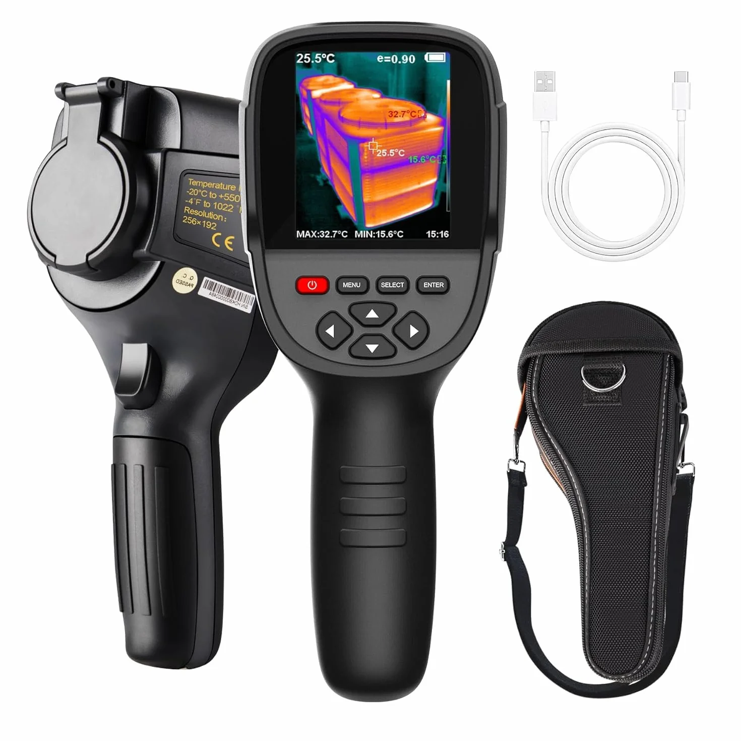 Termocamera 256x192 con Dual-Light Fusion, -4~1022°F, Termocamera a Infrarossi Portatile per ispezione Domestica, Rilevamento di Perdite di Impianti Idraulici Elettrici HVAC e Manutenzione Meccanica