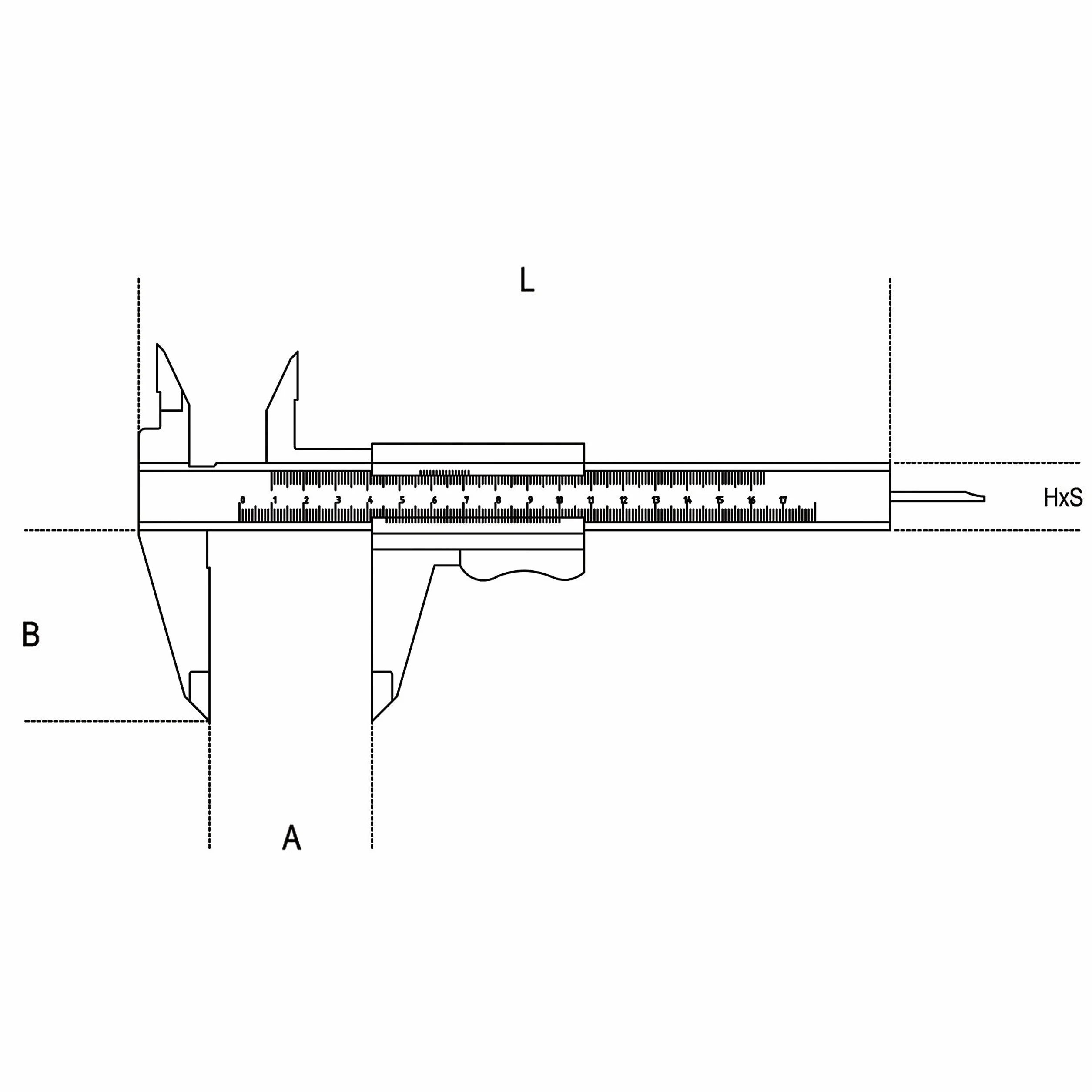 BETA - Calibro a Corsoio 0-150 mm in Acciaio Inossidabile Temprato con Lettura Ventesimale 0,05 mm, Strumento di Misura Professionale con Bloccaggio a Molla e Fodero di Pelle per Officina, 1650 150