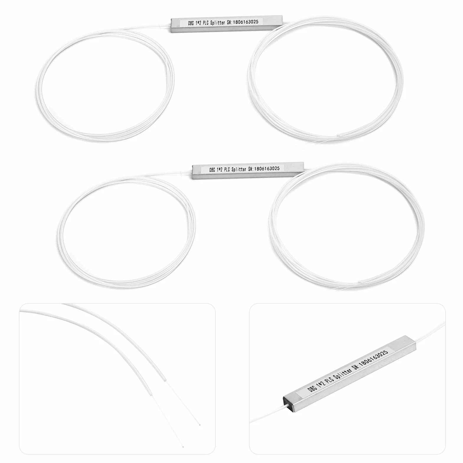 Splitter PLC Bare Fiber, Monomodale, Fibra da 250μm, Gestione 'alimentazione per Reti PON, LAN in Fibra Ottica FTTH, Progetti di Ingegneria con Strumenti di Test (1×2)