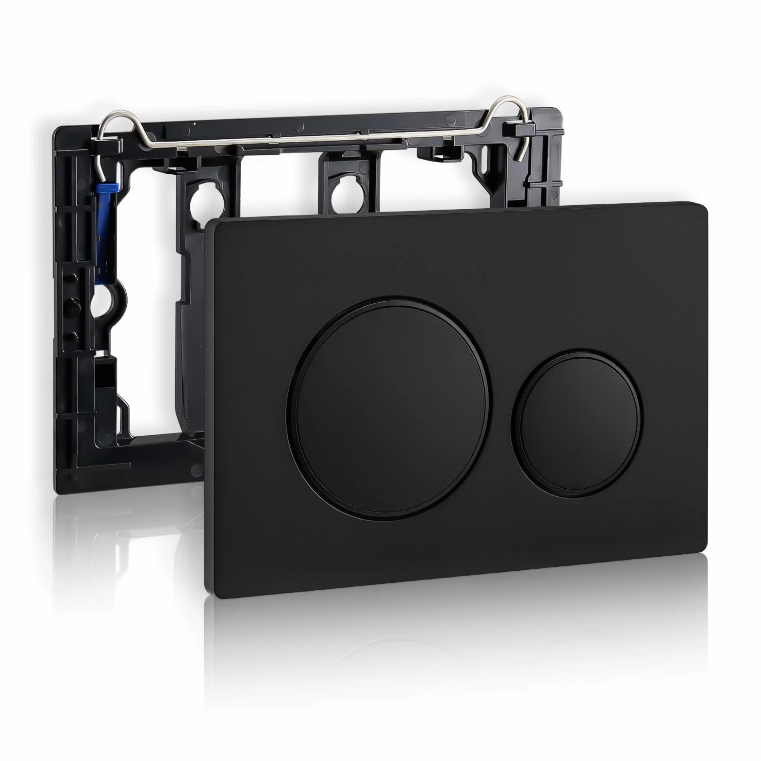 Empyreal Piastra di Ricambio per Pannello Frontale Cassetta WC, Set Aste Scarico e Telaio Fissaggio, Per Geberit Sigma 20 Serie 115.882, Doppio Scarico, Nero