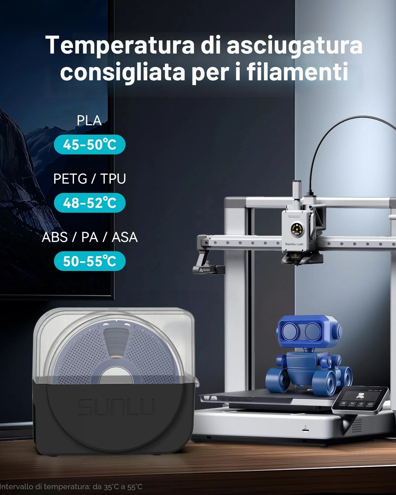 SUNLU Official Filament Dryer S1 PLUS con Ventola, Senza Umidità Essiccatore Filamento 3D, FilaDryer Facile da Usare e Portatile, PLA PETG ABS Nylon TPU Essiccatore Filamento 3D SUNLU S1+, (Nero)