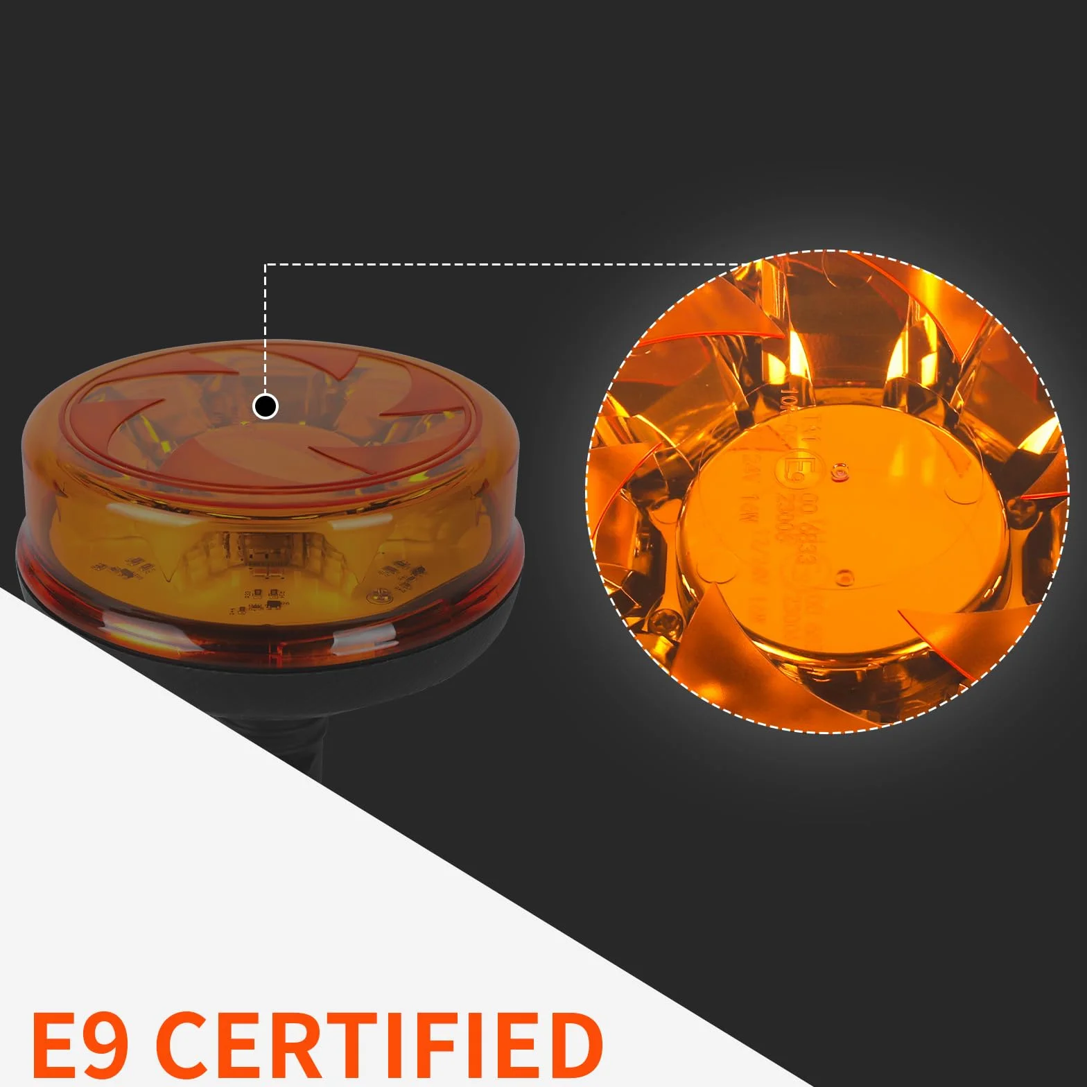 Luce di segnalazione ambra a LED, 16LEDs 12/24V lampada lampeggiante arancione 4 flash e 2 modelli rotanti per macchine agricole, veicoli commerciali, scuolabus, camion escavatori trattore