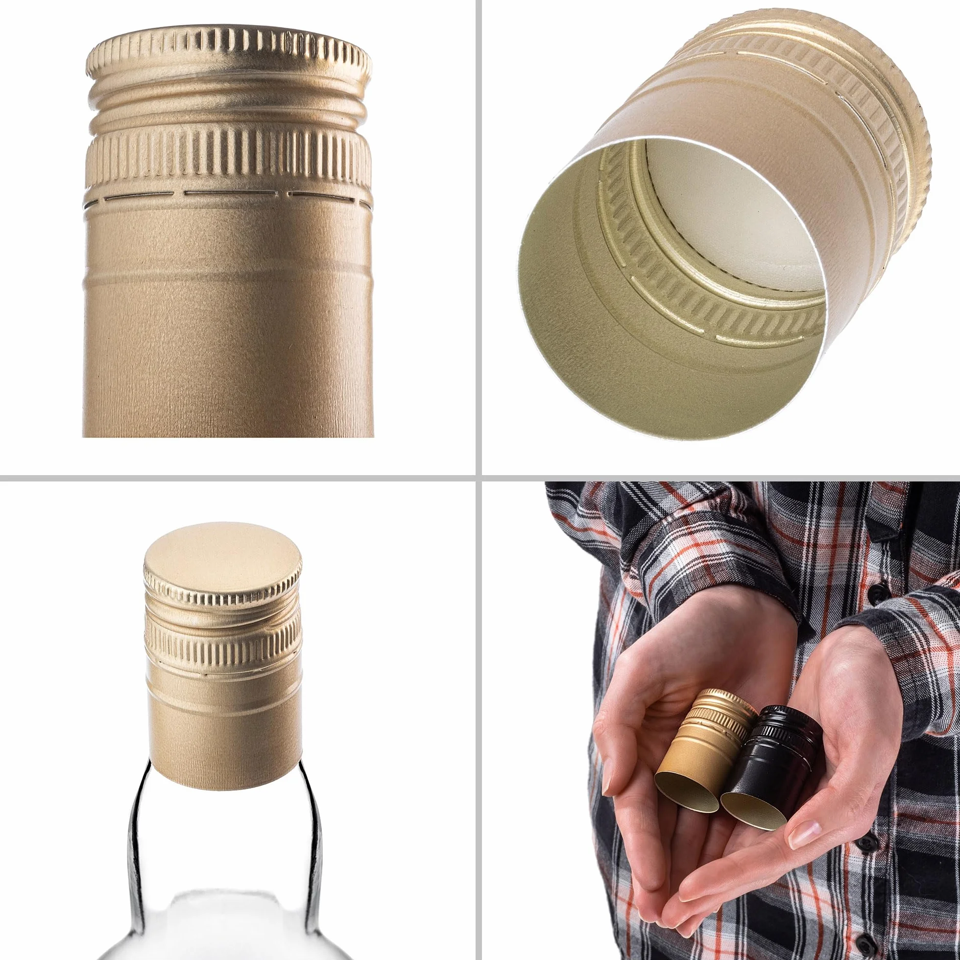 Tappo a vite in alluminio 30x44mm per bottiglie 100 pezzi Oro