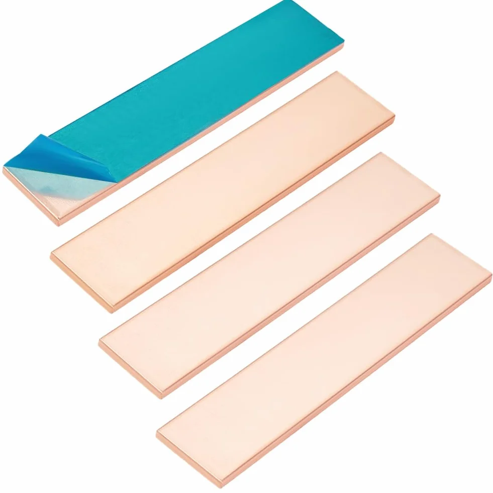 OLYCRAFT 4 pz Barra Piatta in Rame Barra Dritta Barra di Rame Rettangolare da 100x20x3mm Barra Piatta in Rame Striscia di Rame Puro per Galvanica Progetti Fai da Te Gioielli Artigianato Collegamento