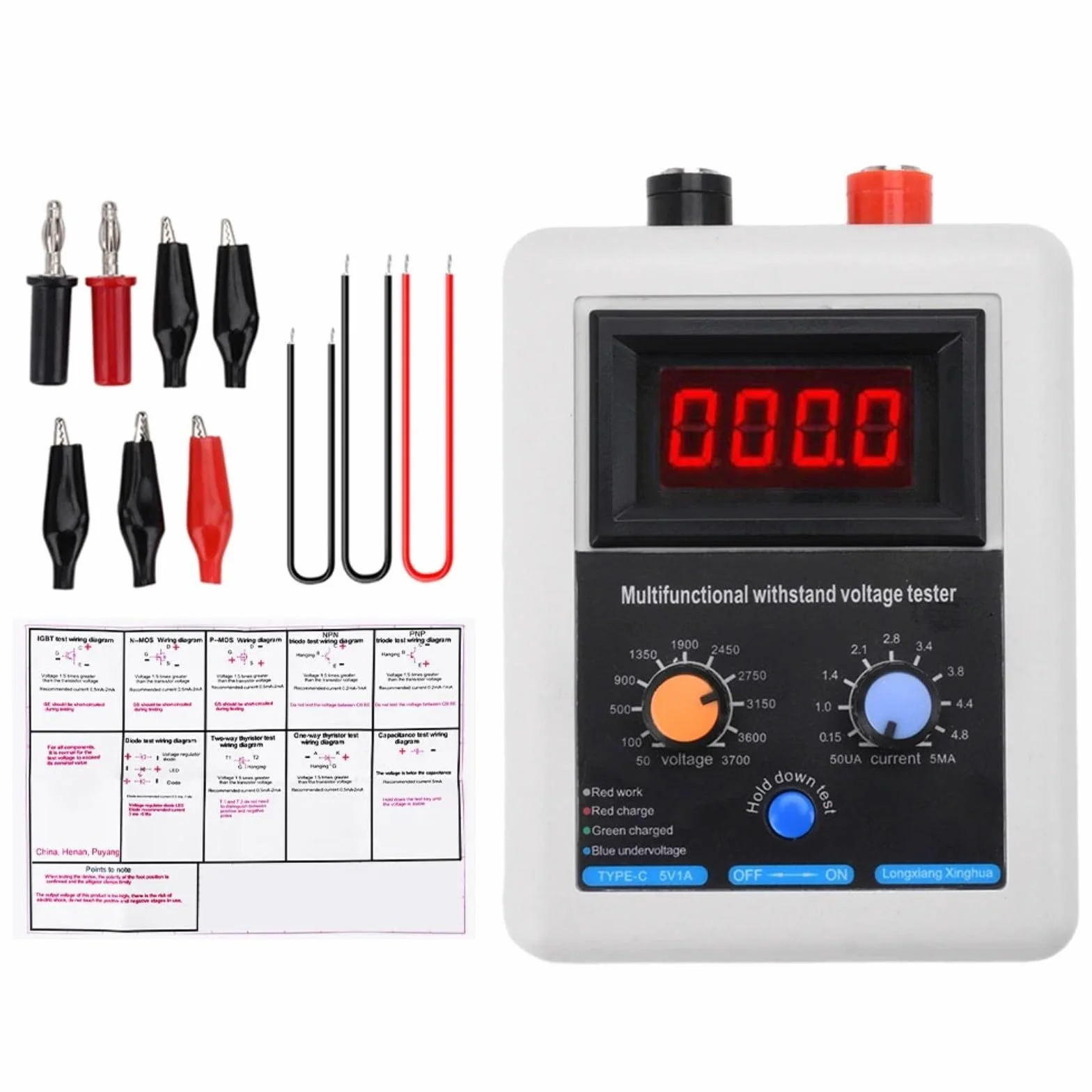 Transistor Tester, IGBT Transistor tester di tensione 0-3500 V, tester di diodi MOS Transistor MOV (rosso)