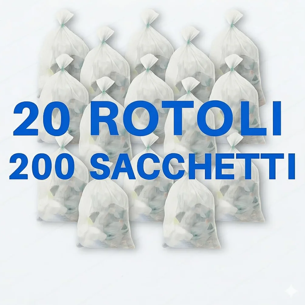 FRIO - 200 sacchetti grandi, 150 litri, trasparenti, sacchi spazzatura condominiali formato scorta per bidone raccolta differenziata, con legacci. Buste spazzatura 80x120 cm, multistrato, resistenti