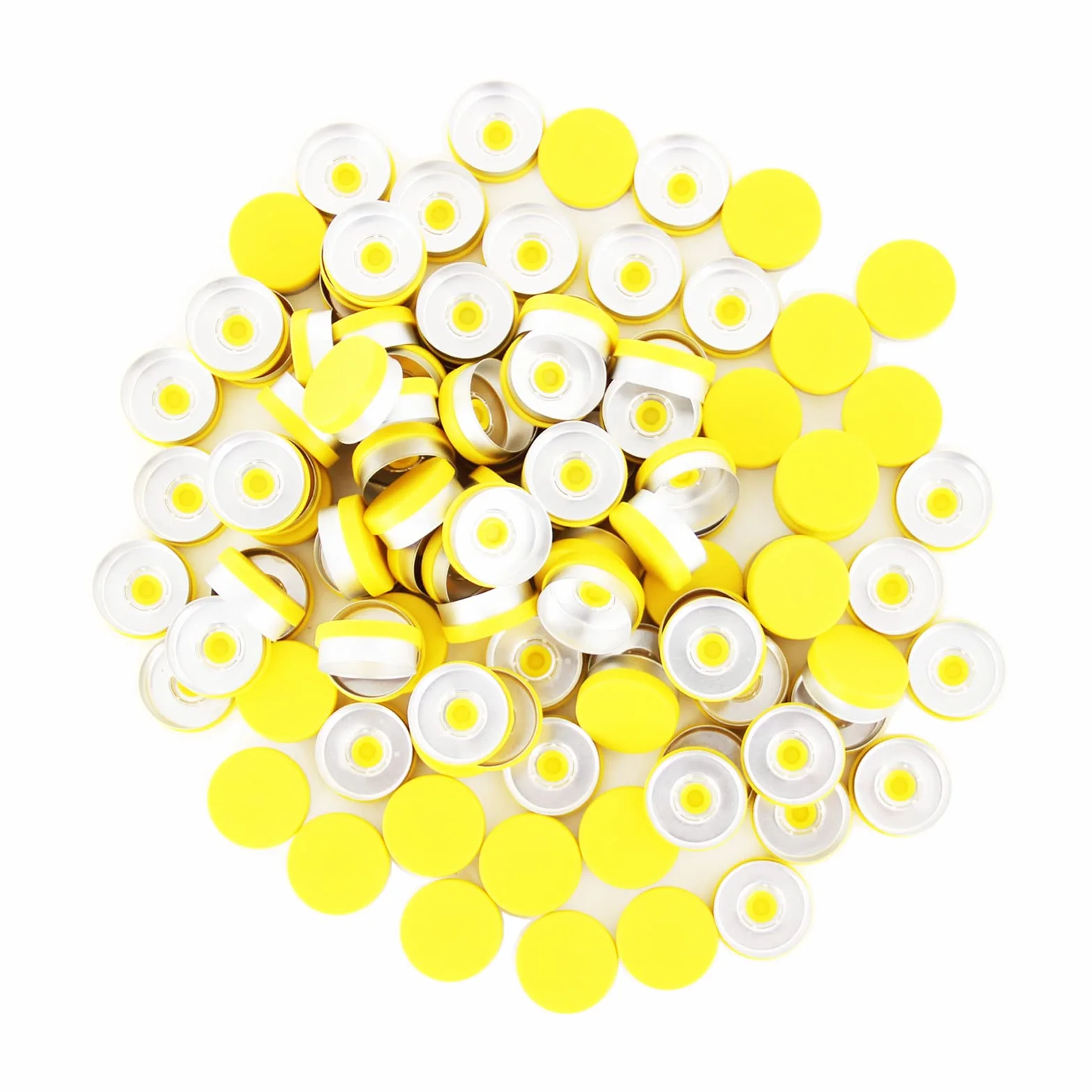 Cappucci gialli alluminio-plastica 20 mm 100 PCS per flaconcino vetro