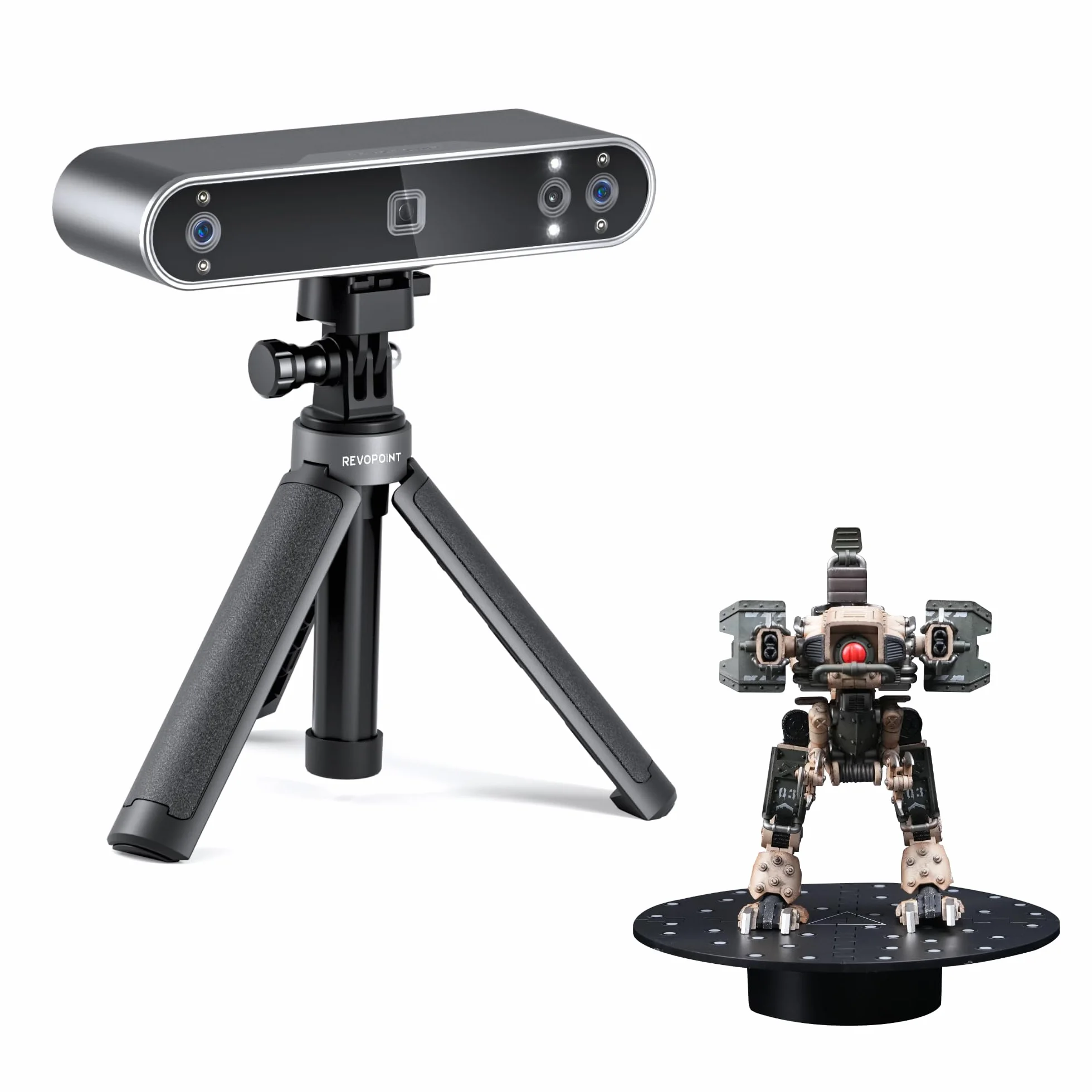 Revopoint Scanner 3D portatile POP 3 Plus per stampa 3D, Precisione da 0,04 mm, Scansione a colori per oggetti di media dimensione, Compatibile con Android/iOS/Win10 e 11/macOS, Standard