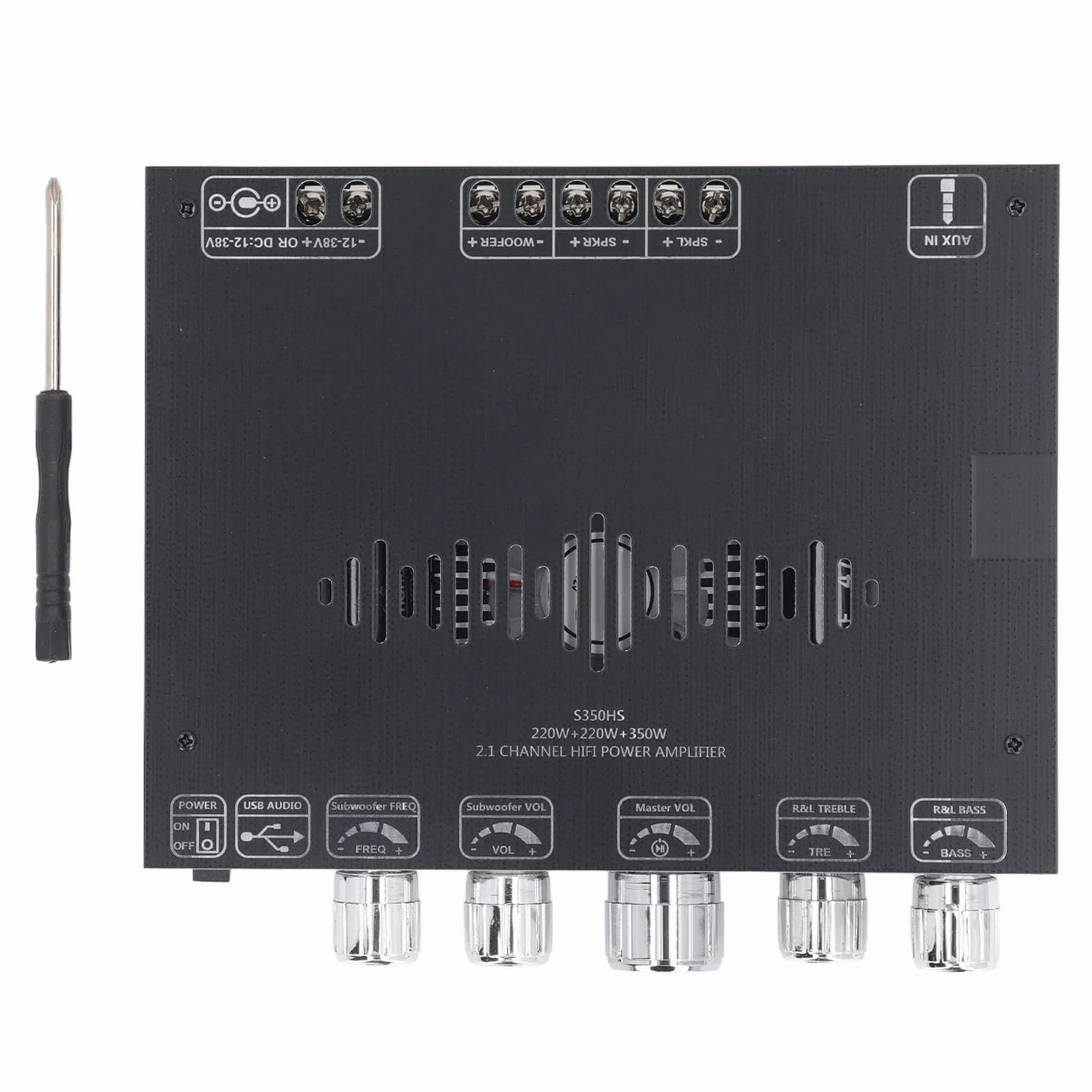 BT 5.1 Amplificatore Scheda stereo 2.1 Canale 350W 220W x 2 Modulo amplificatore audio Bluetooth ad alta potenza con controllo dei bassi di ingresso USB Aux per il audio audio