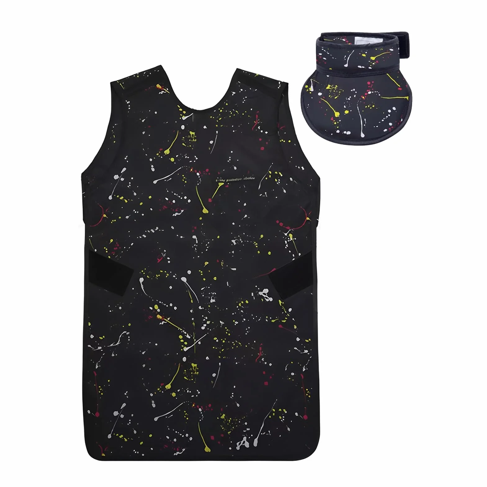 Grembiule In Piombo Morbido, Set Da 2 Pezzi, Camice In Piombo Nero Con Stampa Splash E Collare Tiroideo In Piombo, Per Radiologo(Black/0.5mmPb,L)