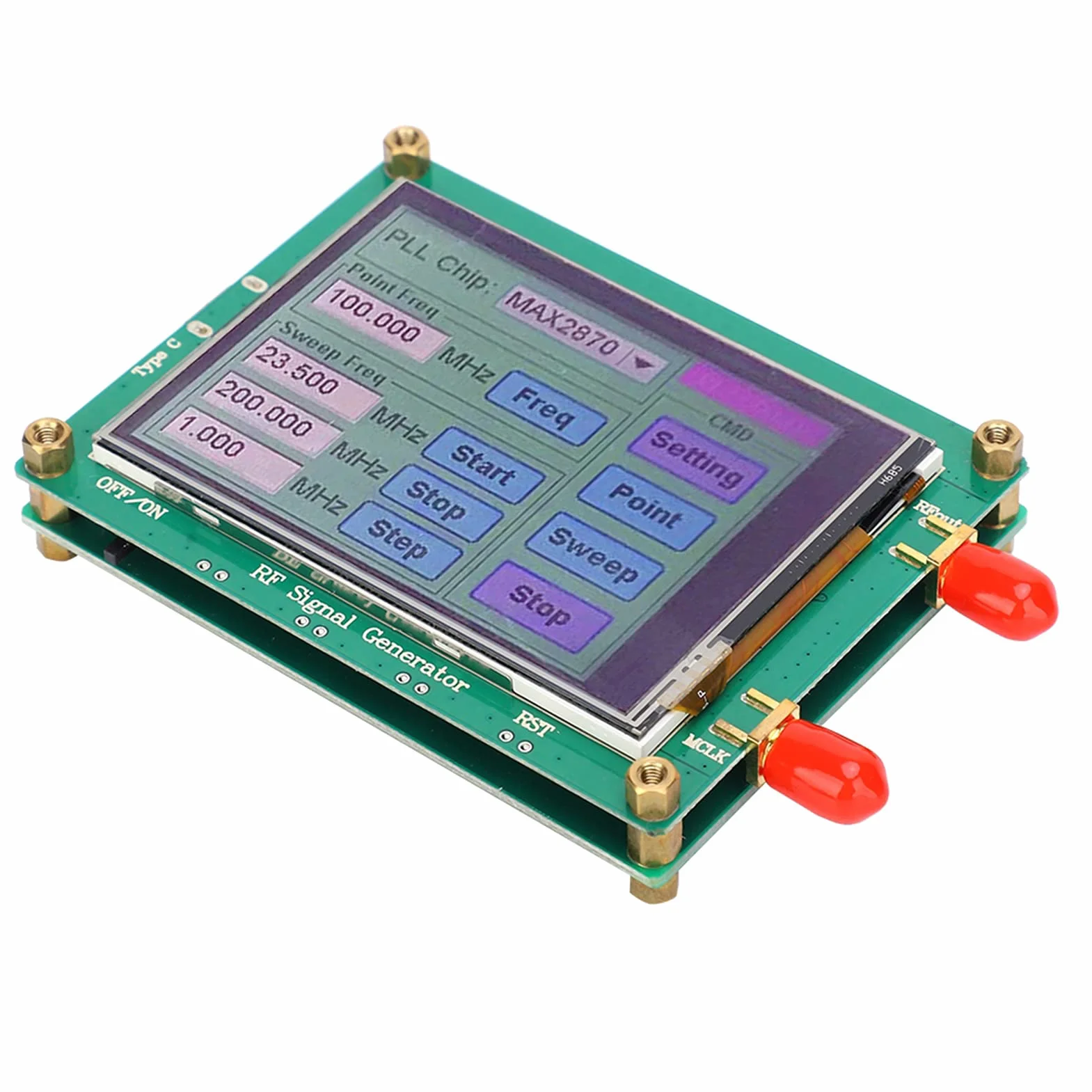 Modulo Generatore di Sorgente di Segnale RF Alta stabilità a Bassa Frequenza di Rumore MAX2870 23,5 6000M, VCO Integrato, Touch Screen, Controllo PC