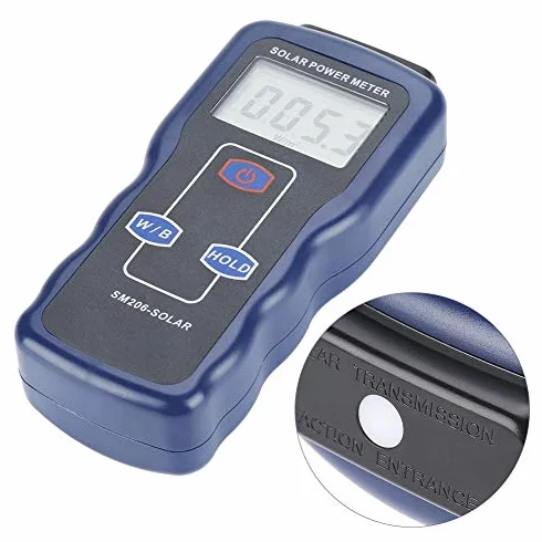 Misuratore Solare, Akozon SM206 Misuratore di Energia Solare Misuratore di Potenza per Misurazione di Radiazione Solare Digitale Misuratore di Luce Solare Dati Tenute e Peak Hold