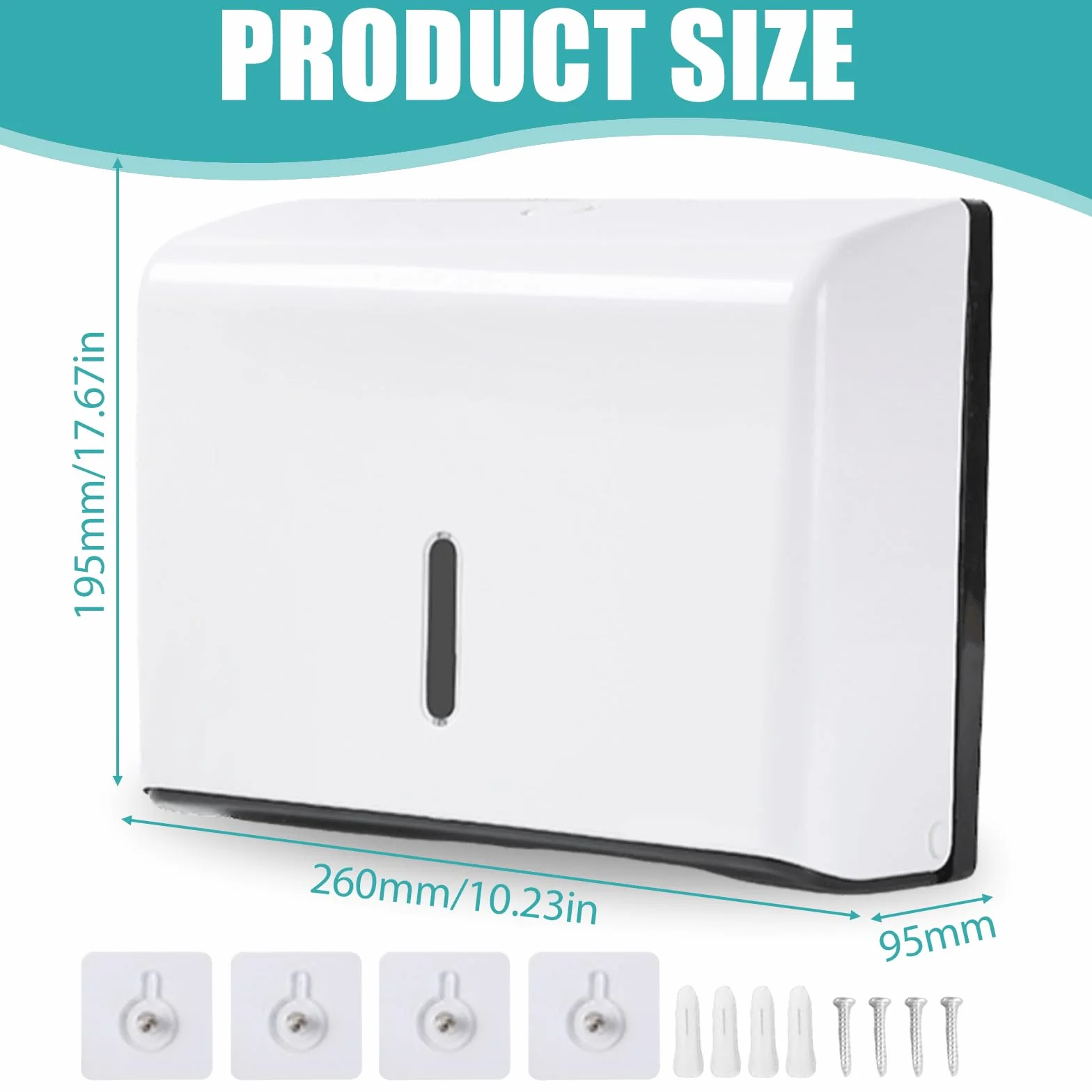 Dispenser asciugamani carta senza foratura 26x19,5 cm bianco