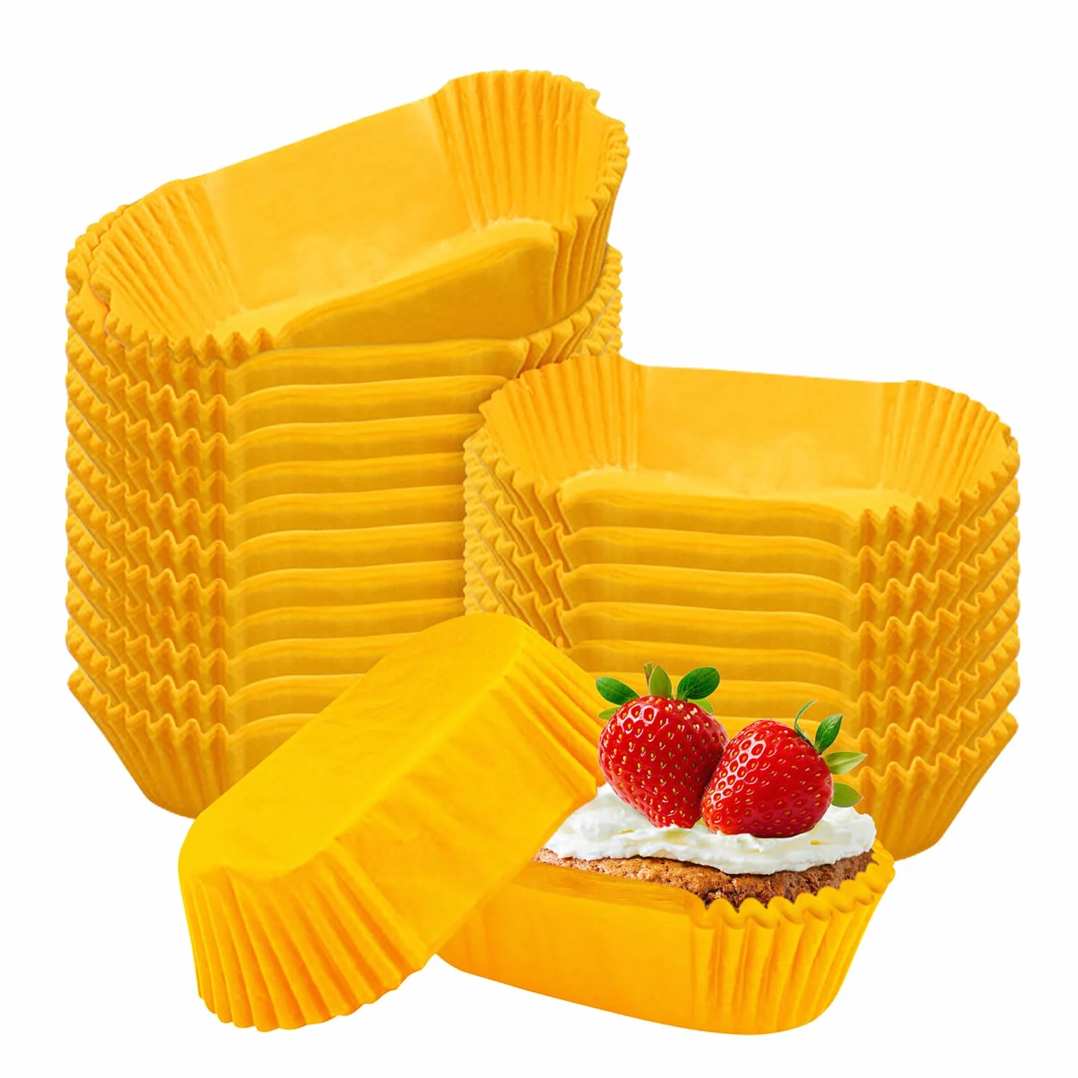Fodera ovale da 1000 pezzi per pane per cottura, carta da parchment utilizzabile per muffin per cupcake (giallo, L)