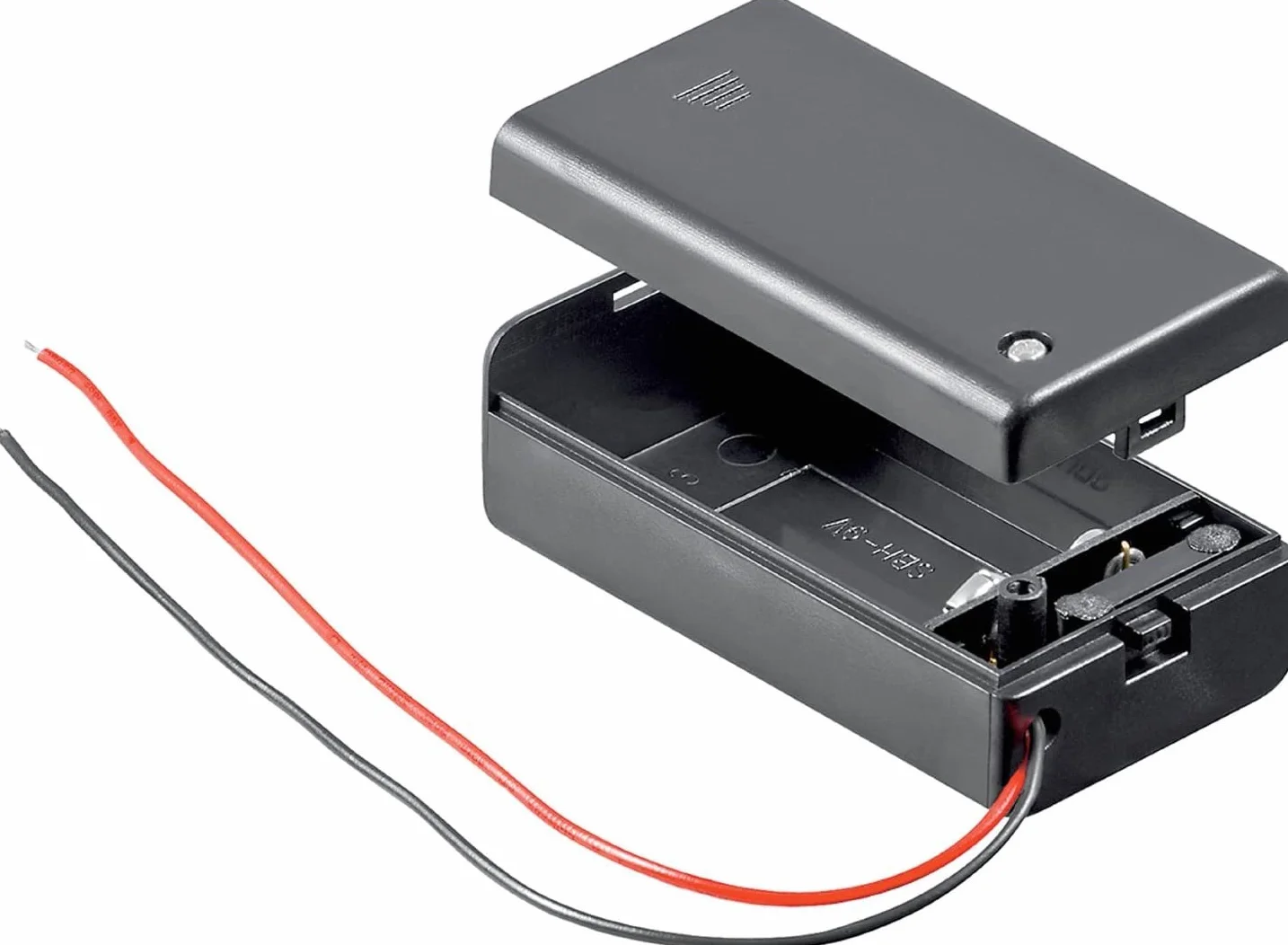 CABLEPELADO Porta batterie 9 V con coperchio | Supporto batteria 6LR61 | Include cavo da 200 mm | Tensione totale: 9 V (9 V per batteria) | Adatto per Arduino | Connettore DC 5,5 x 2,1 mm.