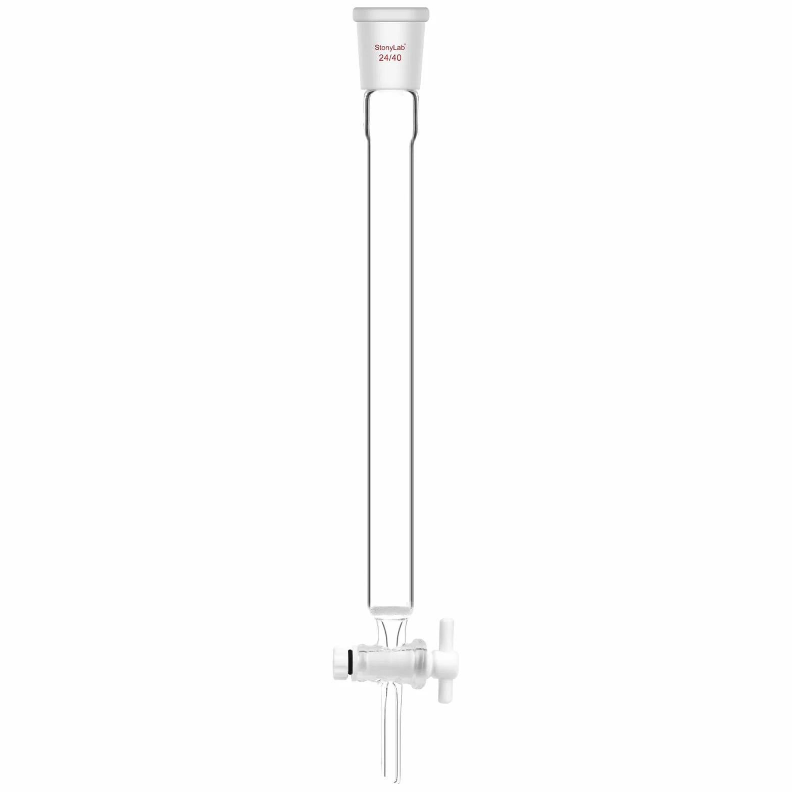 stonylab Colonna di Cromatografia in Vetro Borosilicato con Piastra di Sabbia G2, Diametro Interno 19 mm, Lunghezza Efficace 203 mm, Giunto 24/40