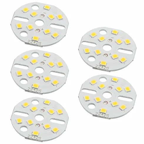 Othmro Chip LED da 5 W, diametro 32 mm, 2835 SMD LED, lampadina in alluminio 15-17 V, bianco caldo 3000 K, 120 lm, 5 pezzi