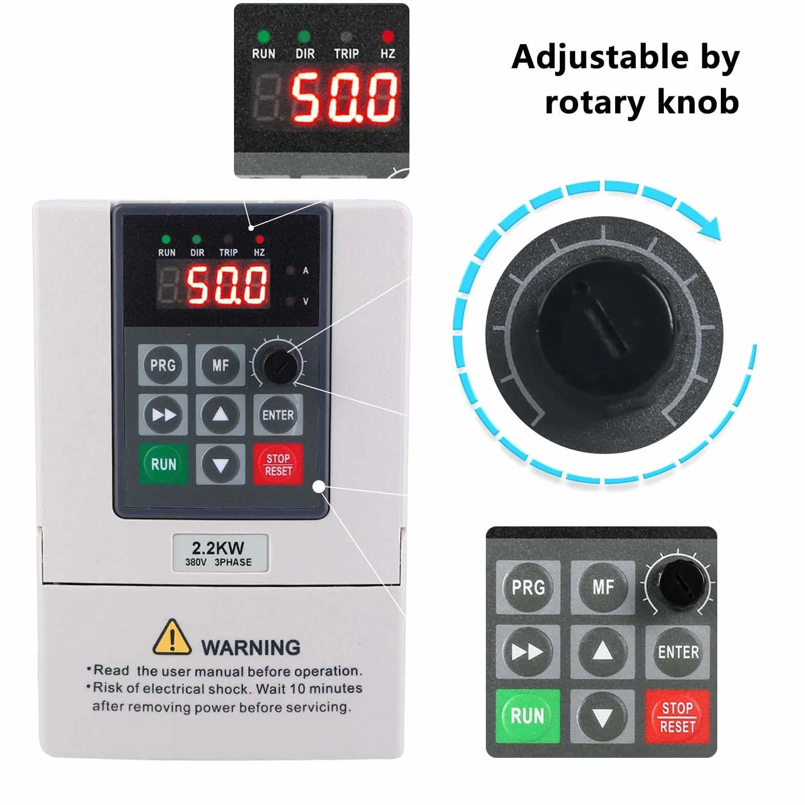 Entrata 220 Uscita 380,2.2kW Variatore di Velocita Motore Ingresso Monofase 220V Uscita Trifase 380V VFD Inverter Variatore di Frequenza Variabile per Controllo Della Velocità del Motore