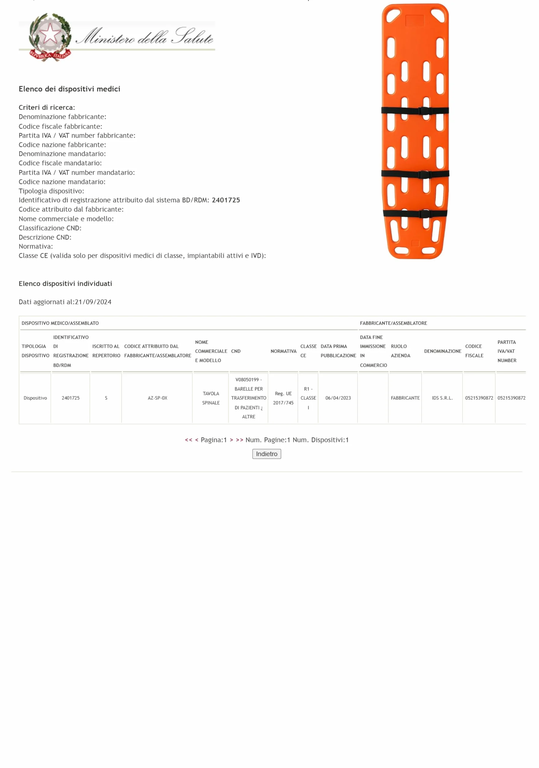 App Life Tavola Spinale Rigida in HDPE per Emergenza – Impermeabile, Galleggiante, per Adulti – Facile da Decontaminare, Compatibile con Immobilizzatori per la Testa, 150 kg Portata (Traforata)