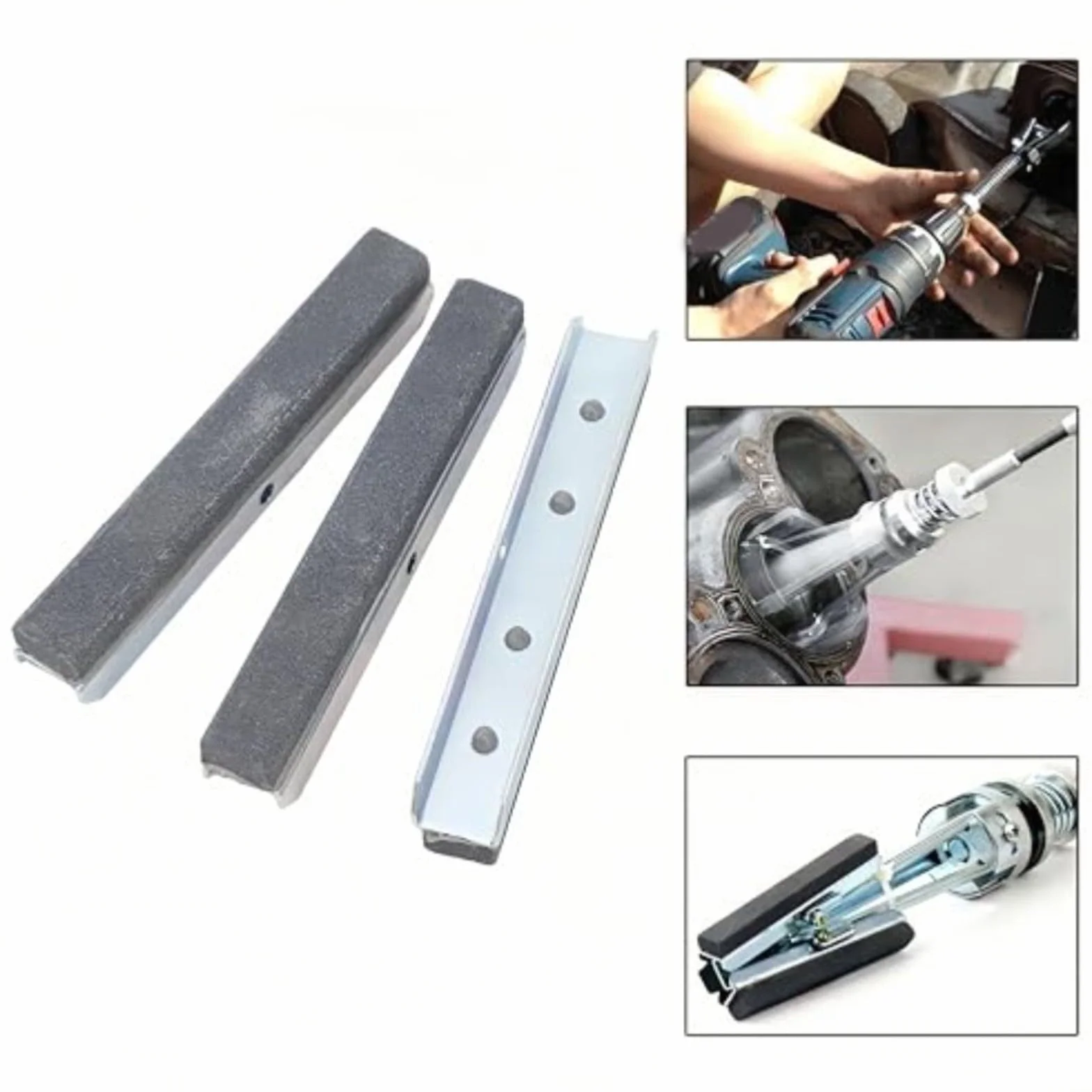 Set di 3 pietre per levigatura del cilindro del motore e rimozione di sbavature in metallo, per la riparazione del motore (7,6 cm)