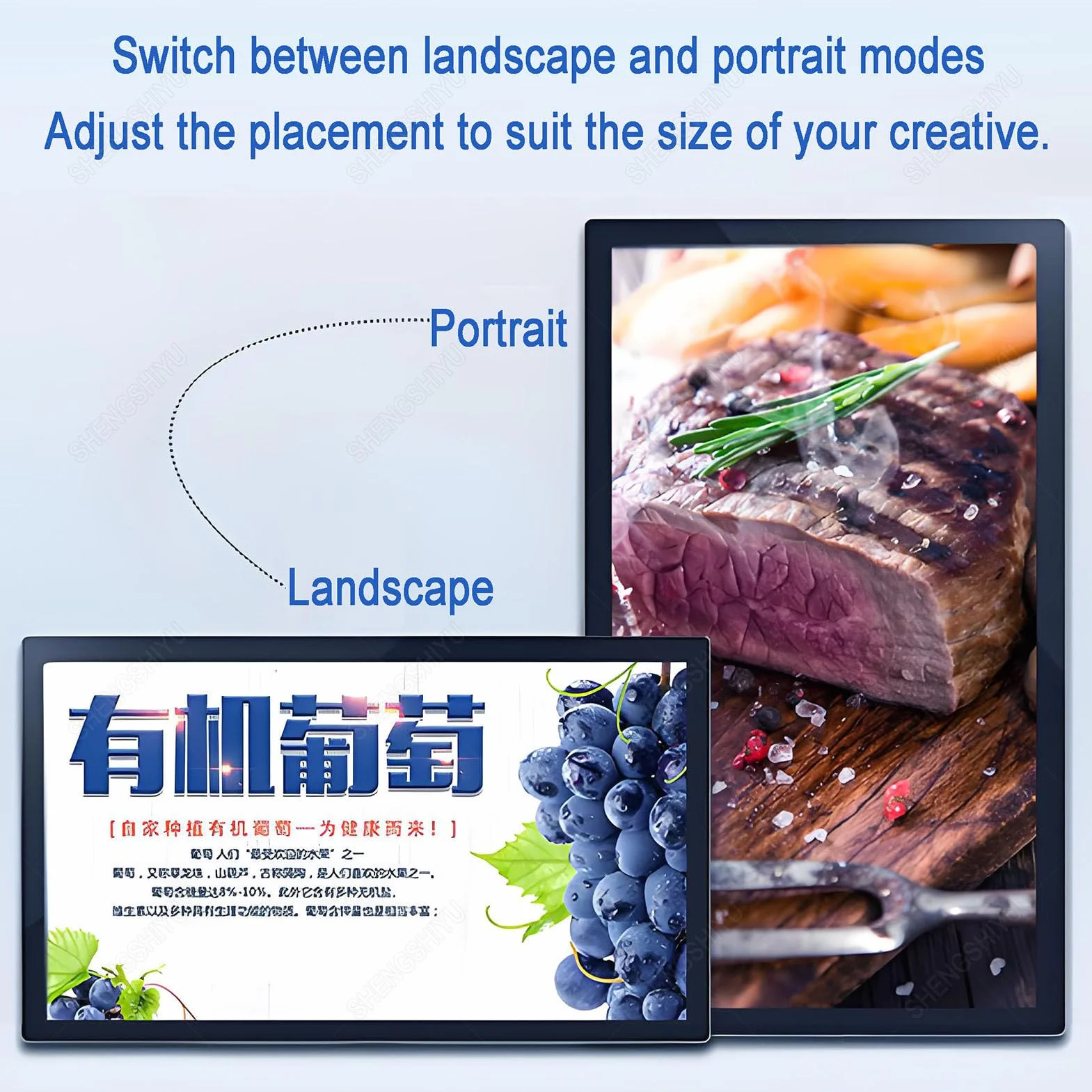 Schermo Pubblicitario per Negozio per Riproduzione Video/Immagini,Parete/Incassato,Orizzontale/Verticale,Pubblicazione Remota/USB,Schermo Pubblicitario per Display Menù 27"
