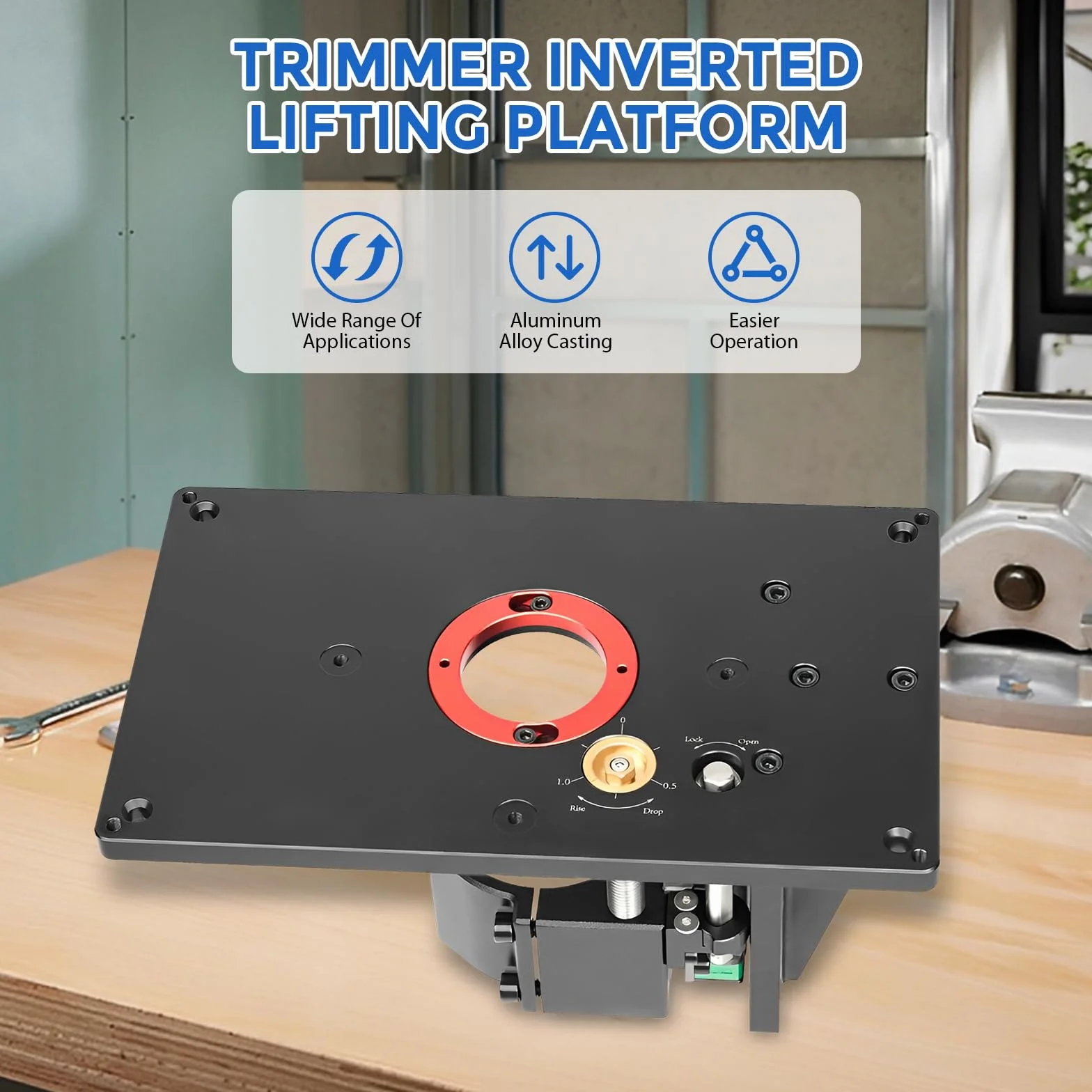Tabella di Sollevamento del Router di Precisione,Piastre Inserto Banco Fresa Set,Sollevatore Invertito per Lavorazione del Legno,Tavolo di Sollevamento,per il Bordo Spesso del Controsoffitto di
