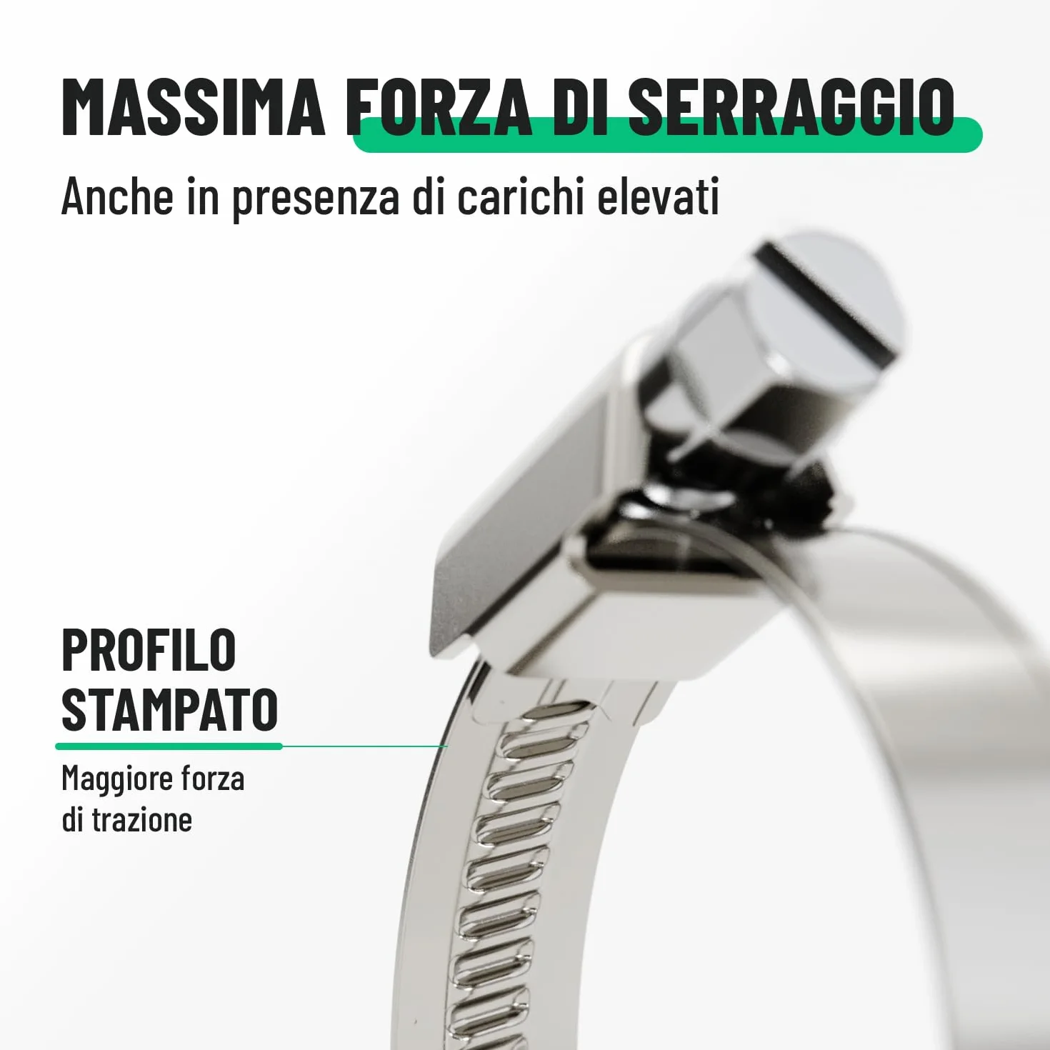 Fascette stringitubo acciaio inox 25-40 mm regolabile larghezza banda 9 mm