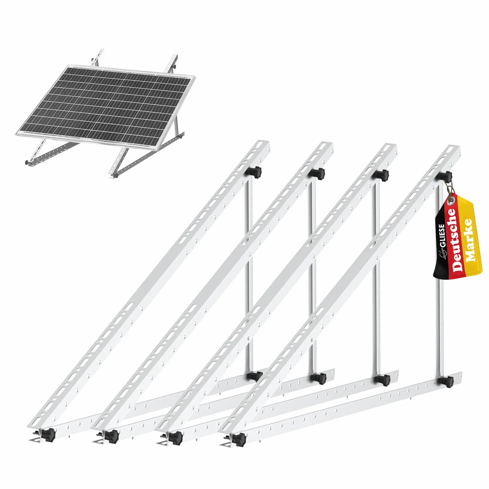 GLIESE Supporto per modulo solare, 118 cm (2 coppie), supporto per pannello solare, supporto per centrali elettriche, in lega di alluminio, modulo PV per 100 W-600 W, angolo regolabile da 0° a 90°, 0%