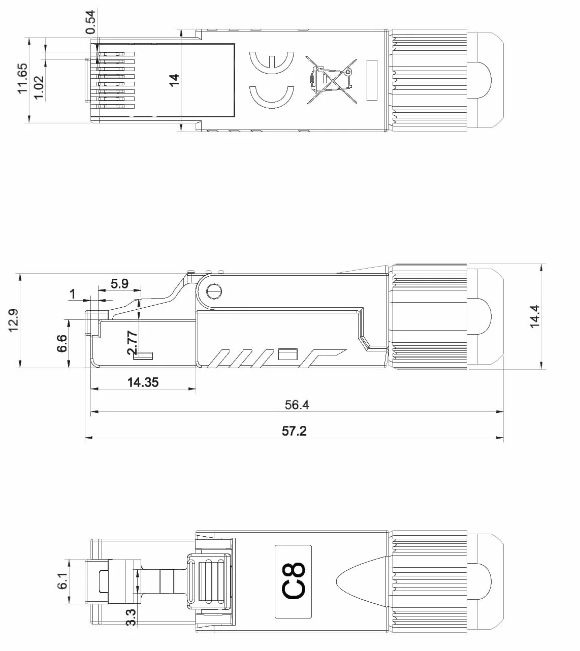 Techly Professional 621086 Plug RJ45 Cat.8 Schermato STP Tooless Silver