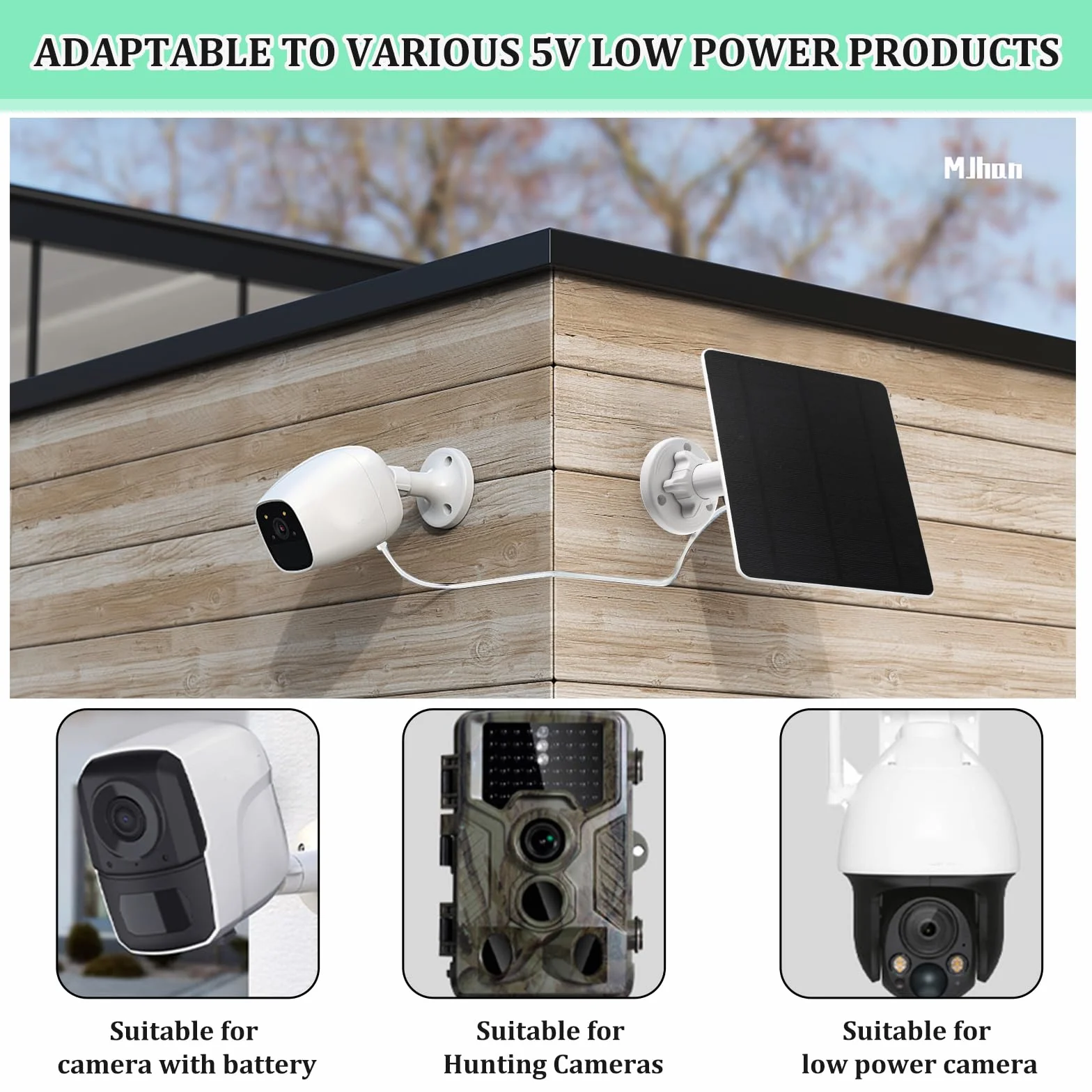 AFAIK Pannello solare Modulo solare per batteria Ring Camera 5V 5W con Ring Spotlight Cam/Pro/Plus & Stick Up Cam/Pro con spina a botte 4m Cavo di ricarica IP65 Impermeabile Caricabatterie solare per