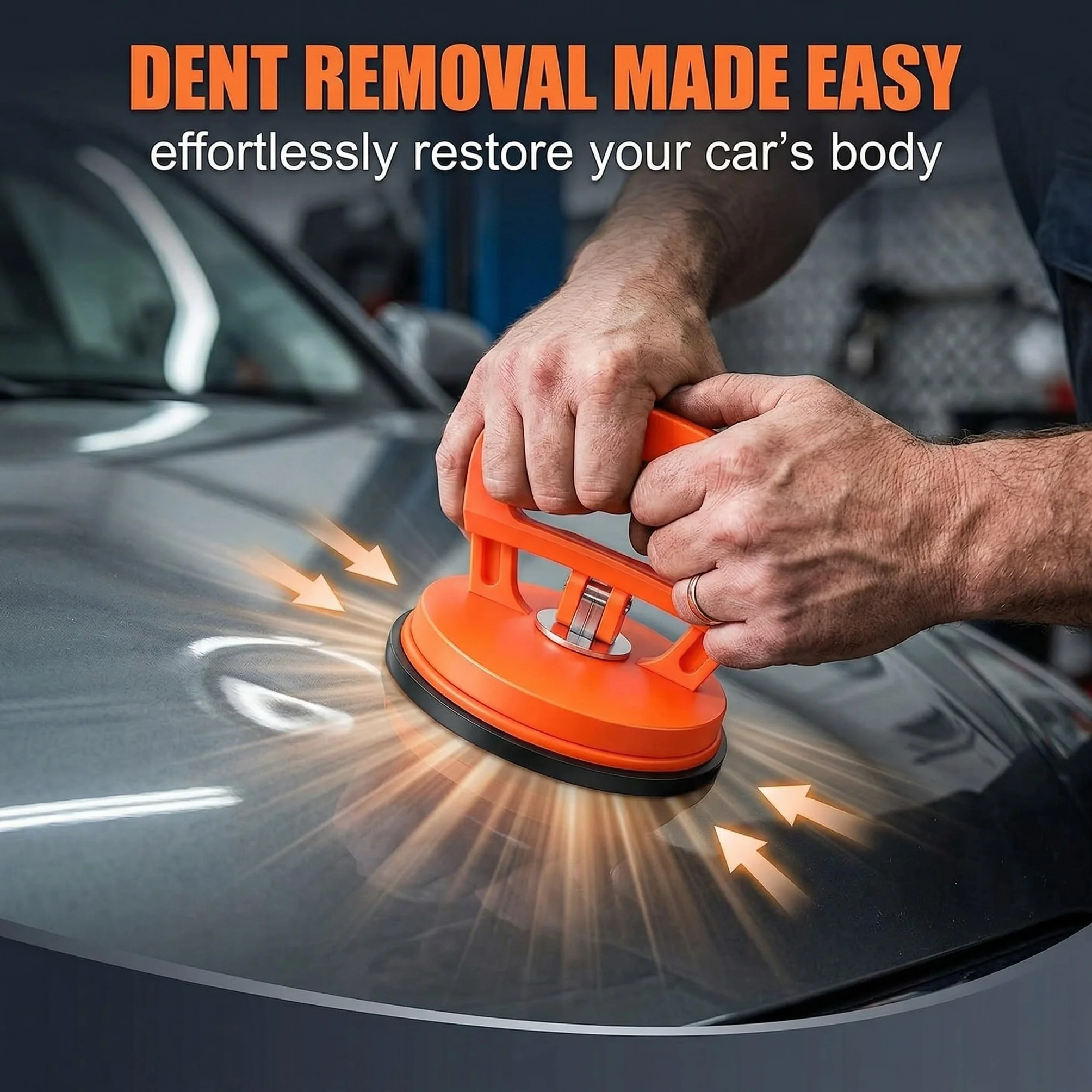 Set di 2 Ventose per Carrozzeria Arancioni, Estrattore Ammaccature Auto Professionale, Sollevatore per Vetro, Piastrelle e Schermi Smartphone, Kit di Riparazione Fai-da-Te ad Alta Tenuta